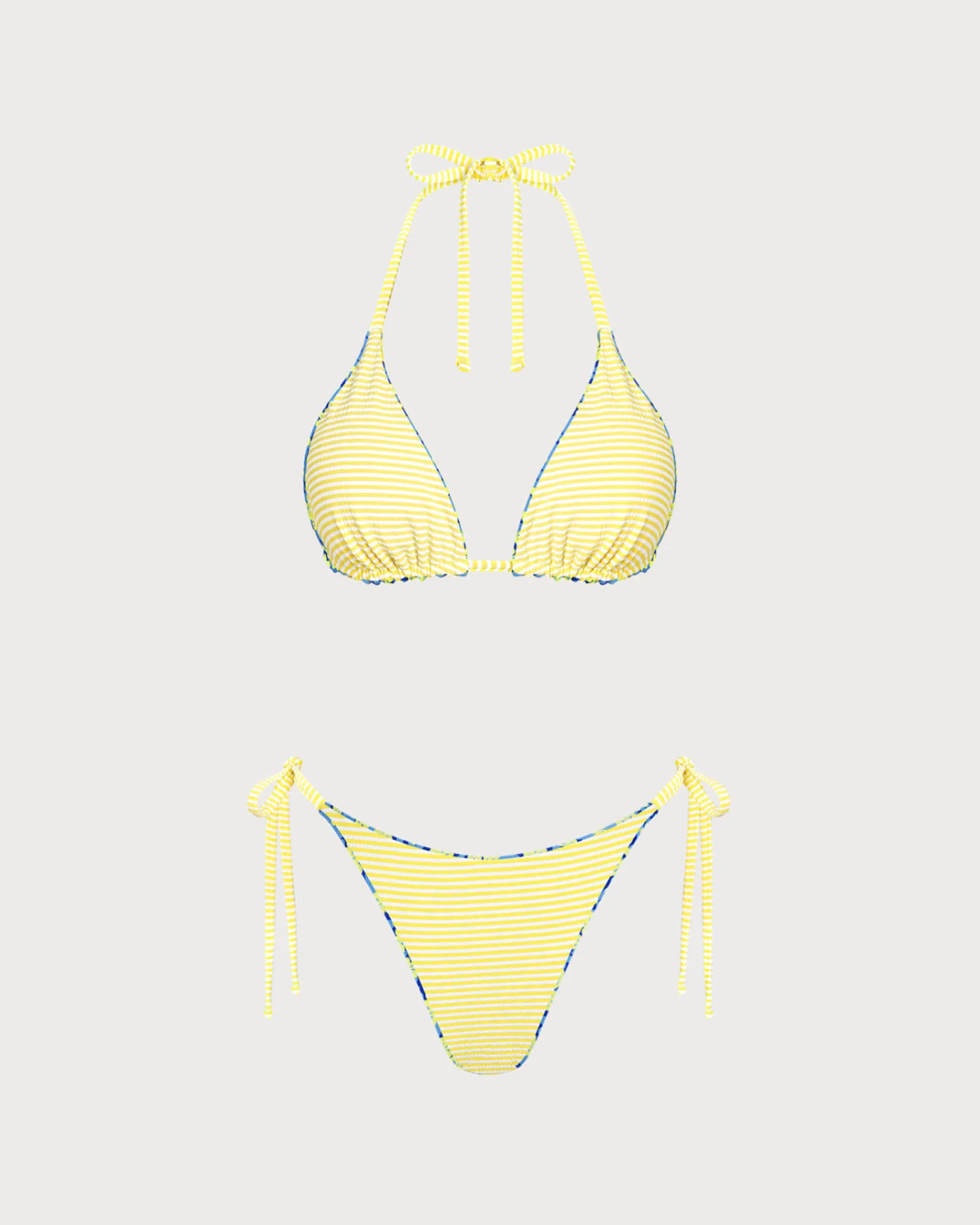 Blue Halter Floral Reversible Bikini Set - Image 4