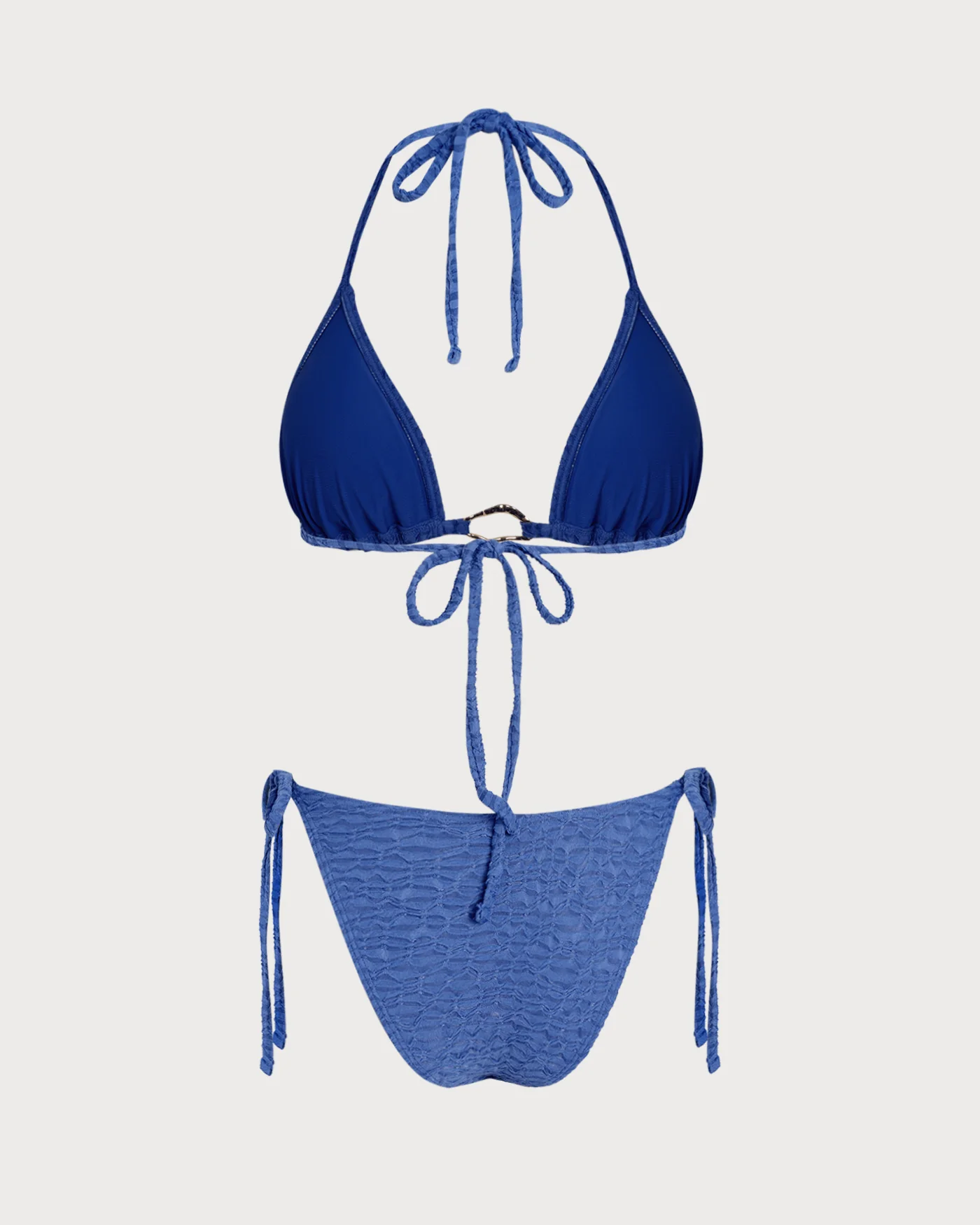 Blue Halter Triangle Bikini Set - Image 8