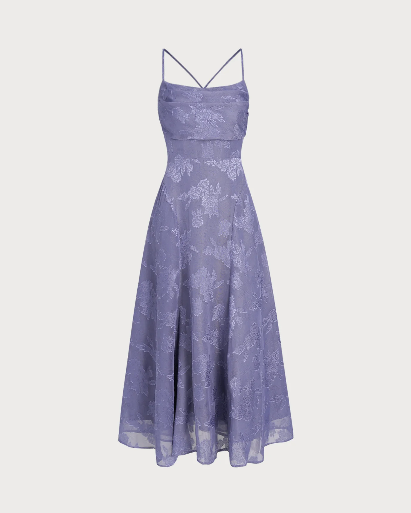 Blue Jacquard Slip Maxi Dress - Image 7
