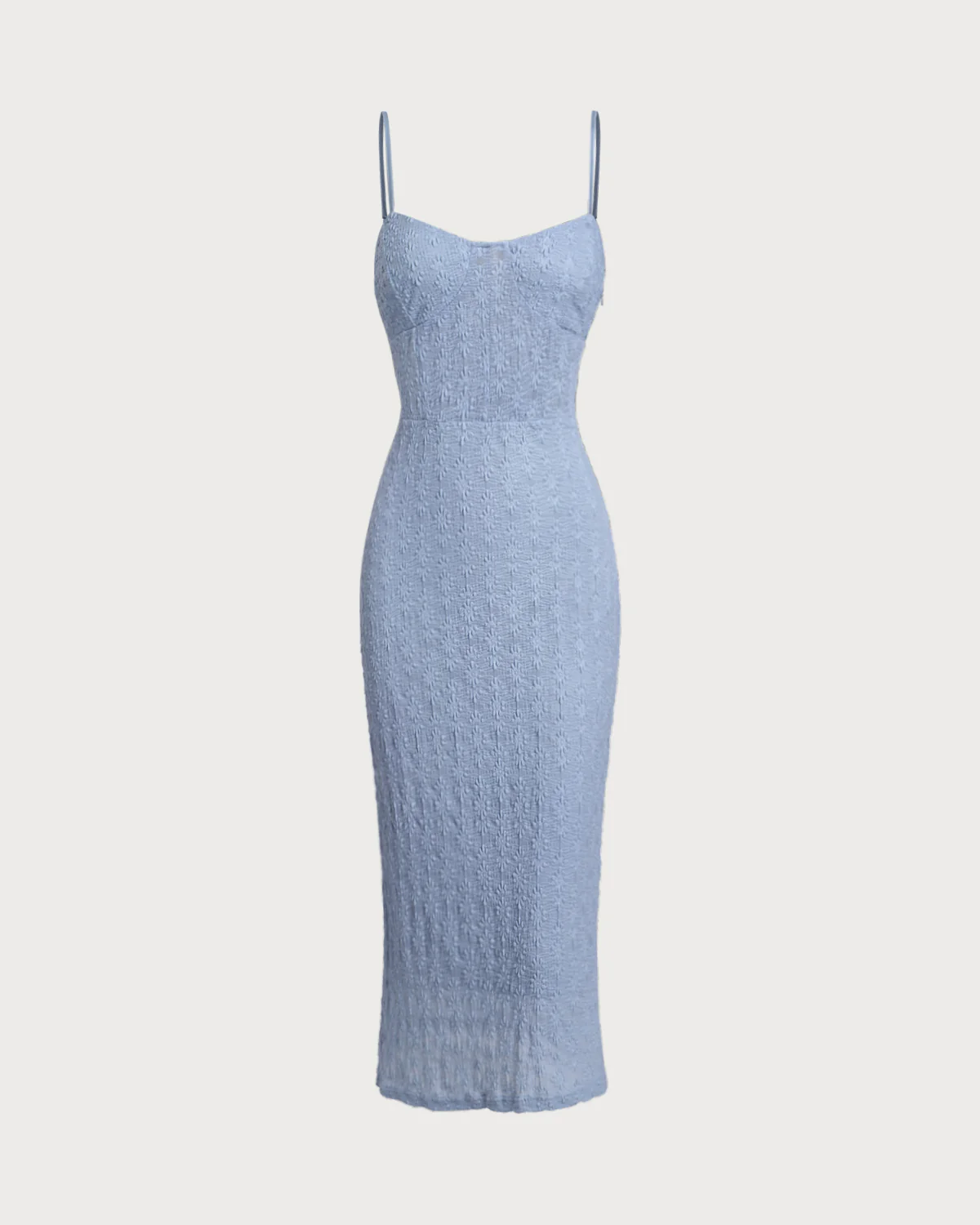 Blue Lace Slip Bodycon Midi Dress - Image 5