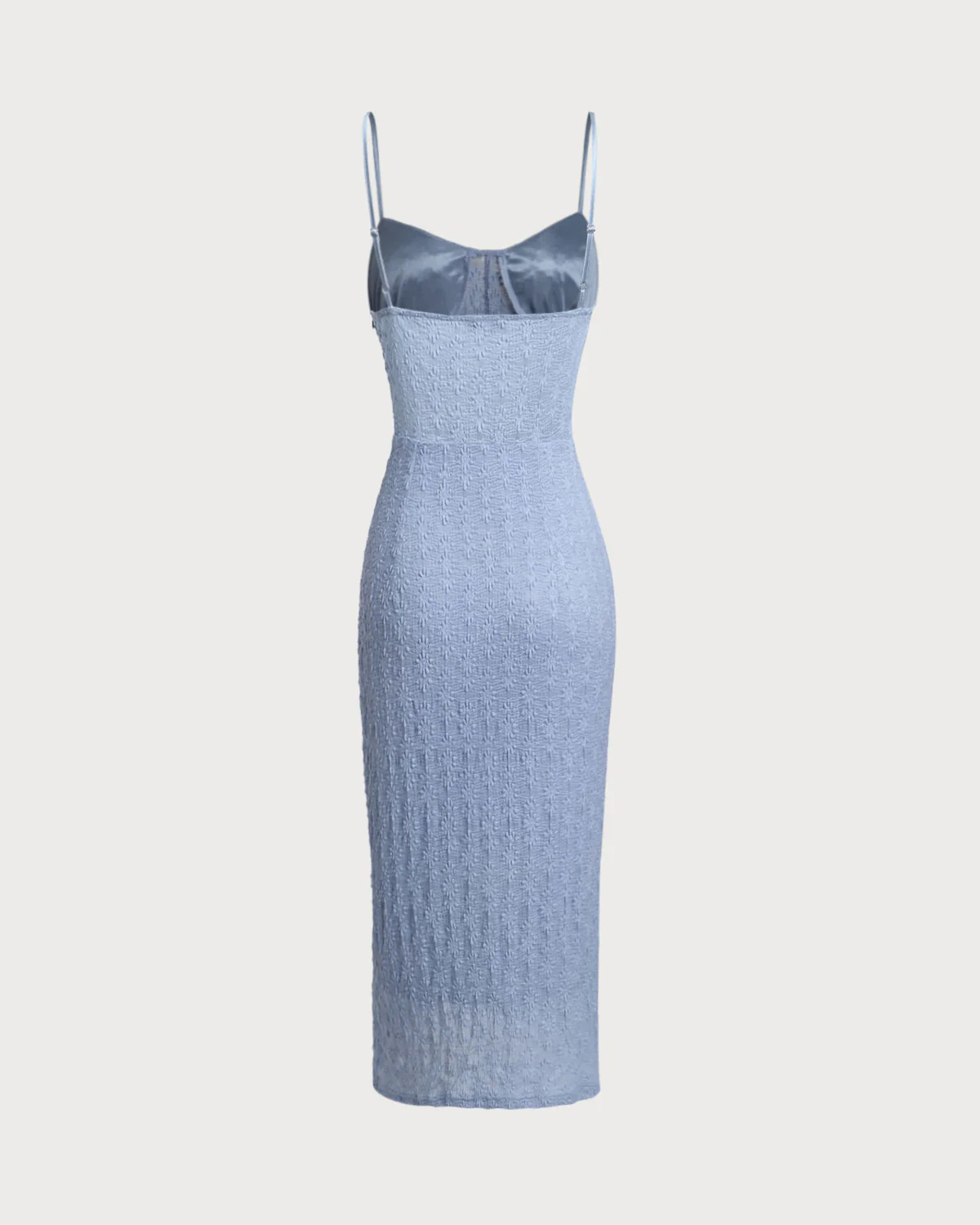 Blue Lace Slip Bodycon Midi Dress - Image 6