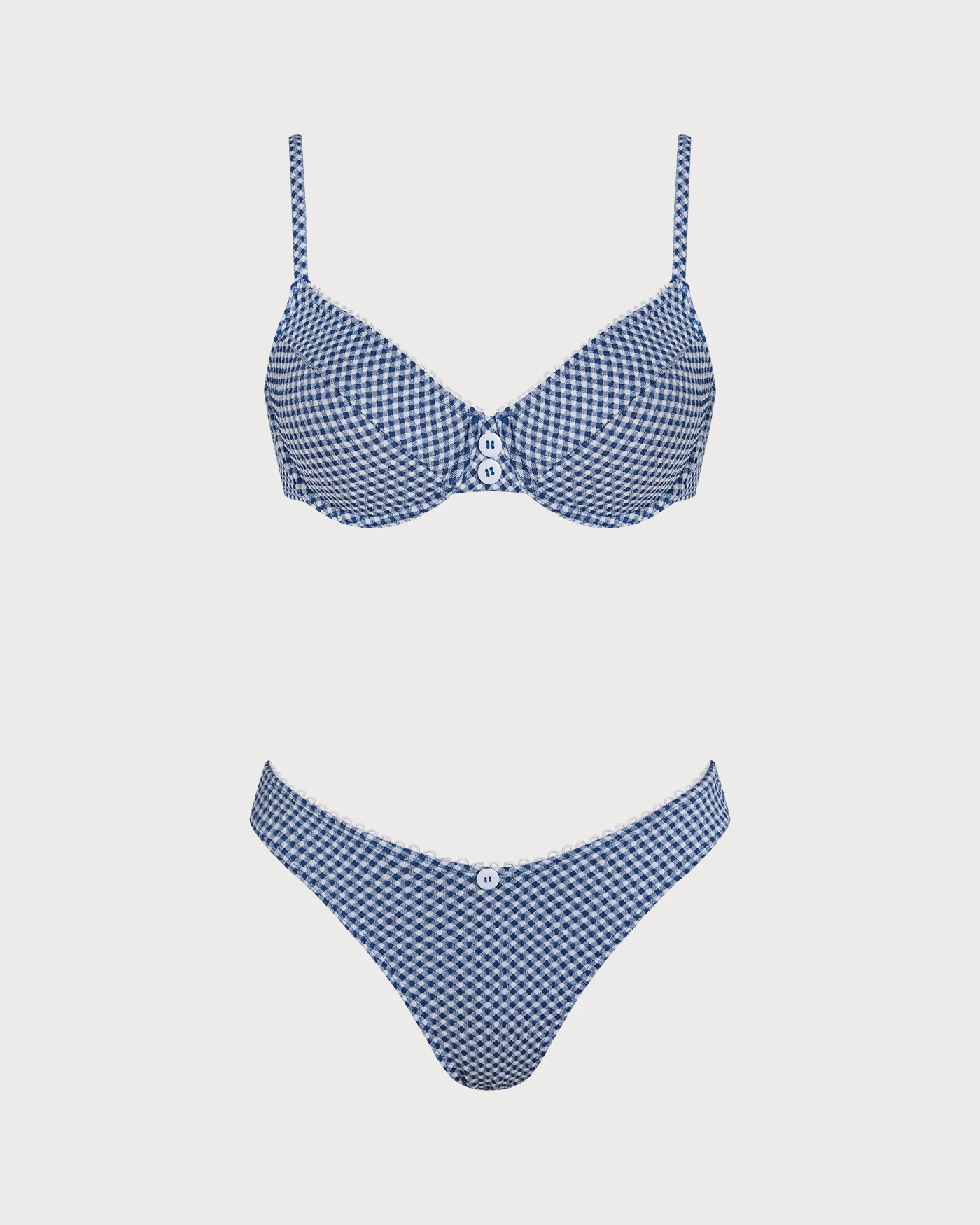 Blue Plaid Underwire Bikini Set - Image 2