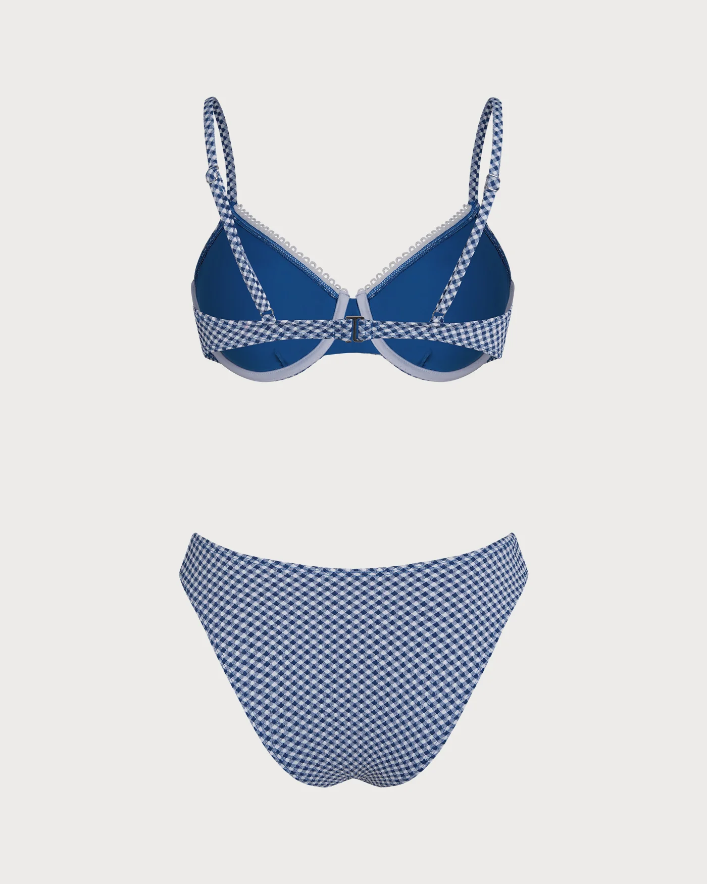 Blue Plaid Underwire Bikini Set - Image 4