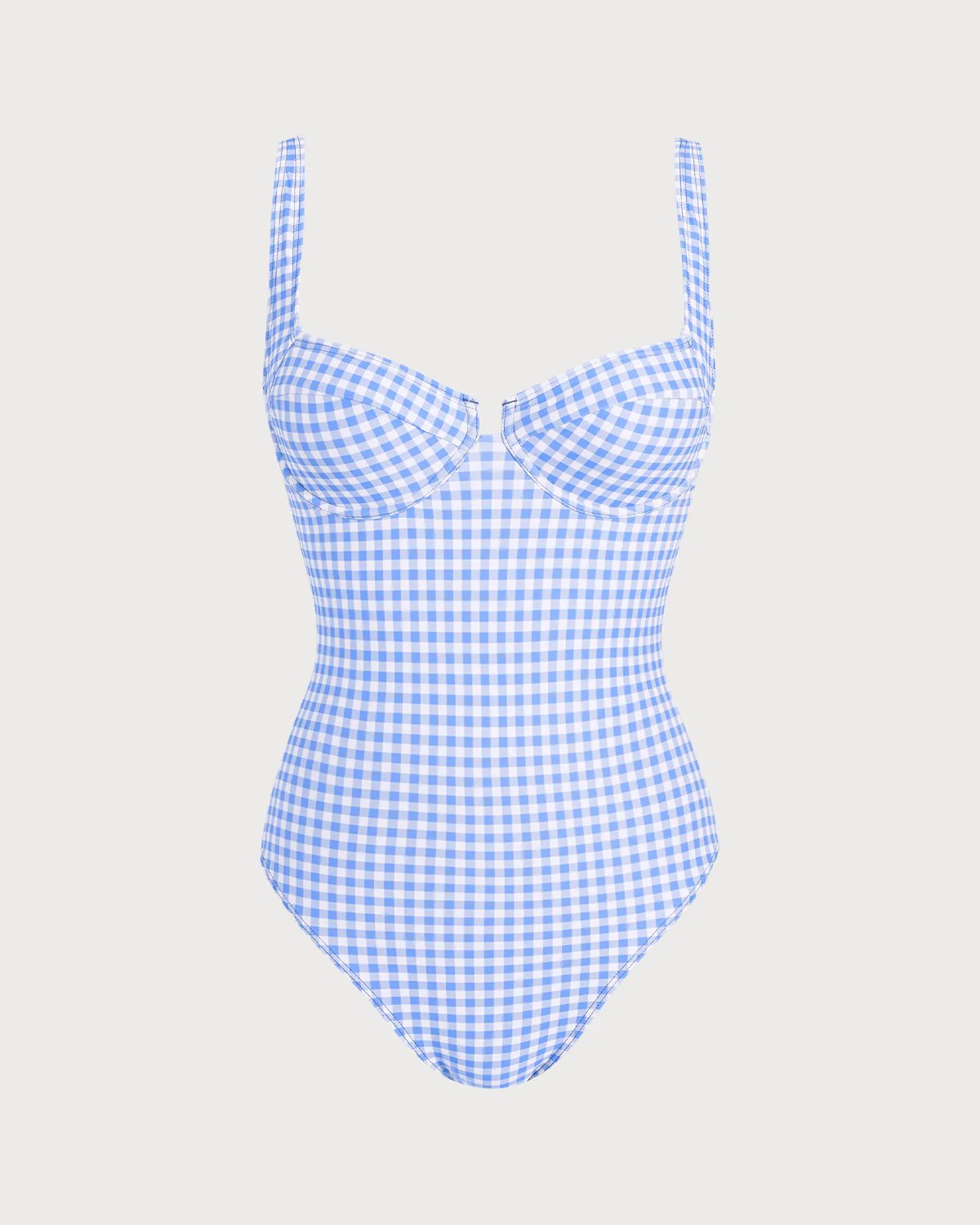 Blue Plaid Underwire One Piece - Image 2