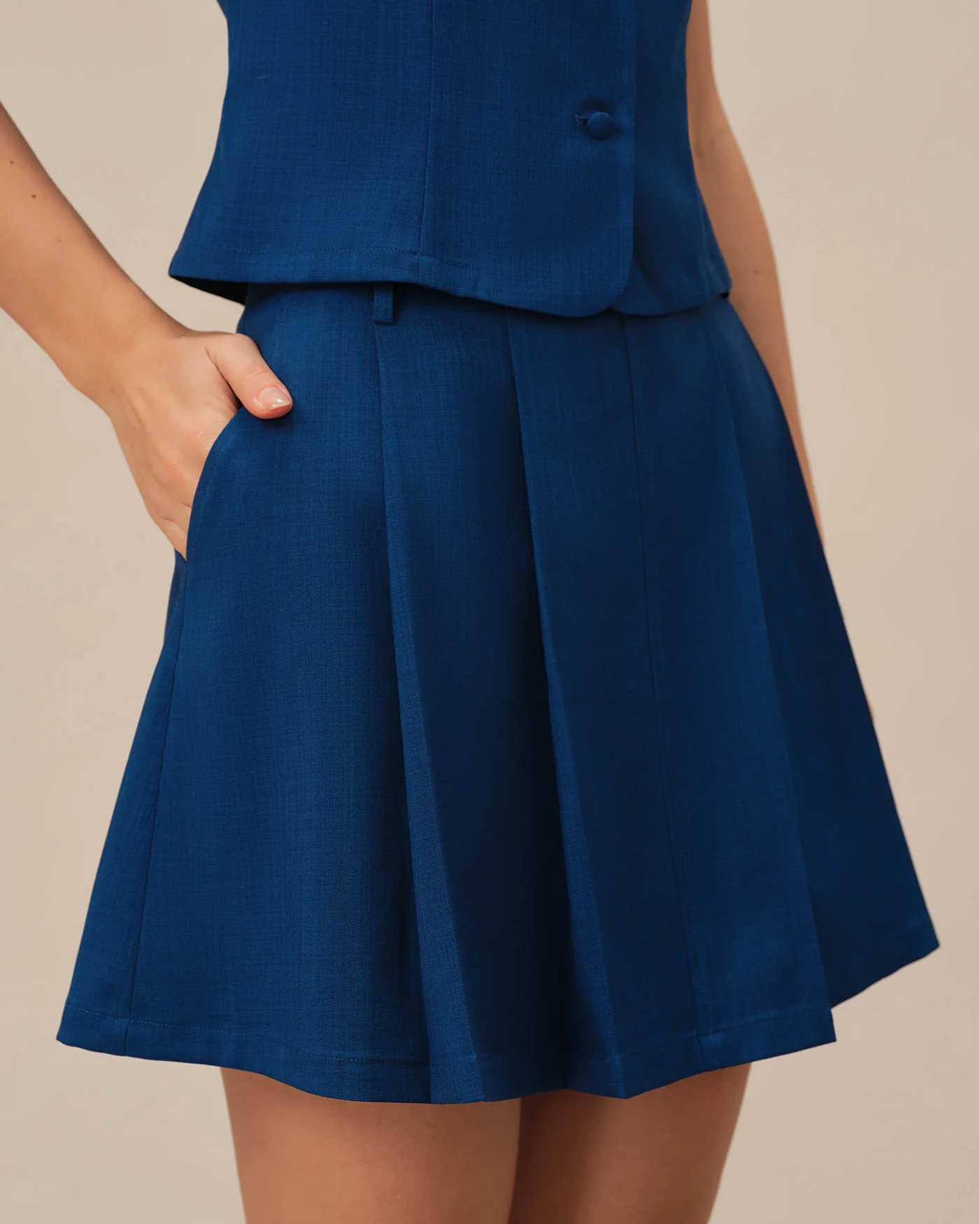 Blue Pockets A-Line Mini Skirt - Image 2