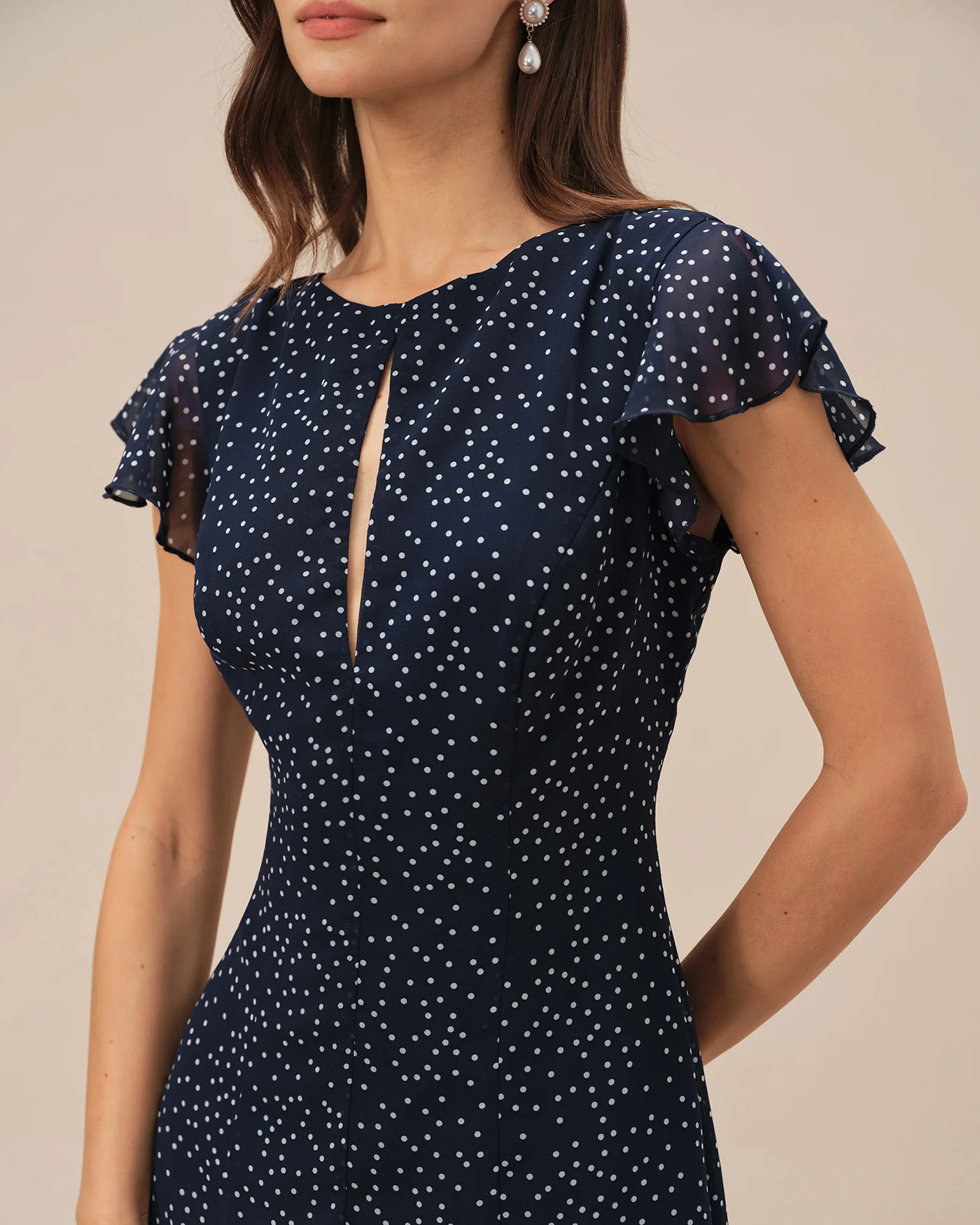 Blue Polka Dot Midi Dress - Image 4