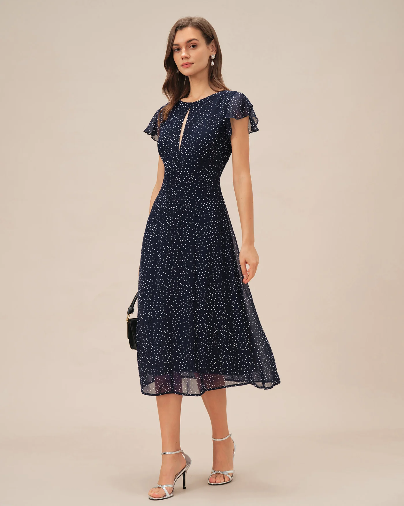 Blue Polka Dot Midi Dress - Image 5