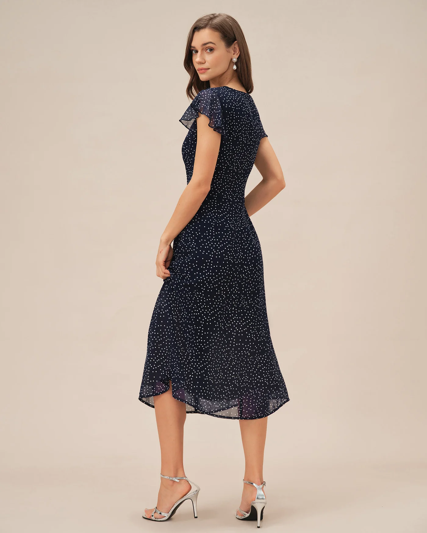 Blue Polka Dot Midi Dress - Image 7