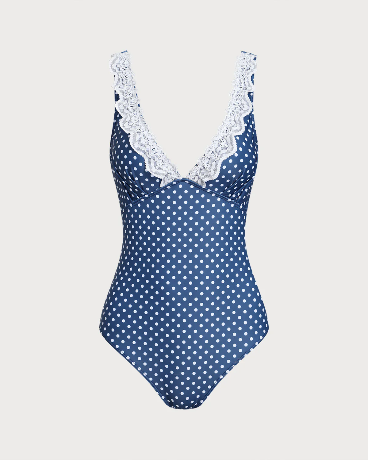 Blue Polka Dot One Piece Swimwear - Image 3