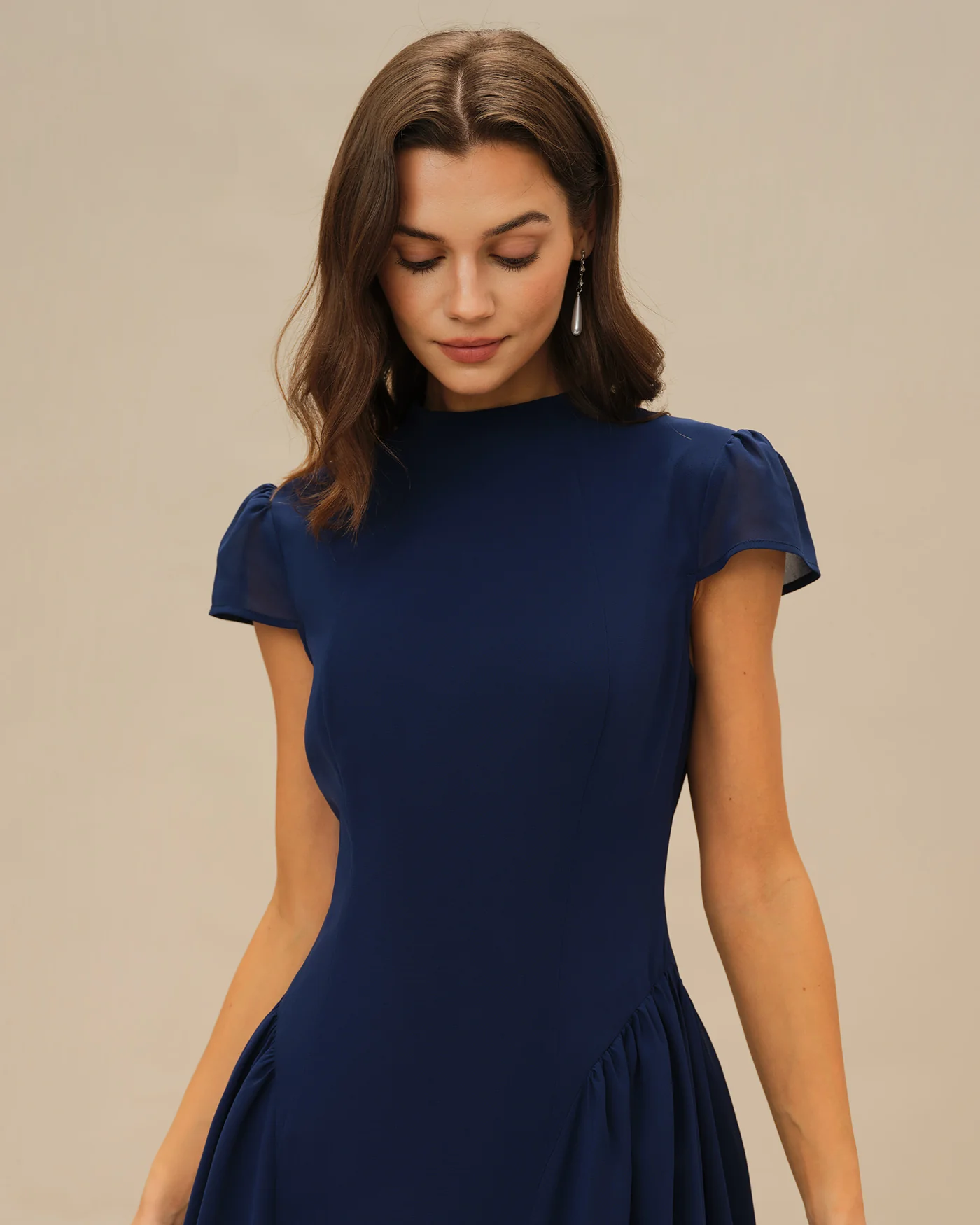 Blue Puffed Sleeve Midi Dress - Image 2