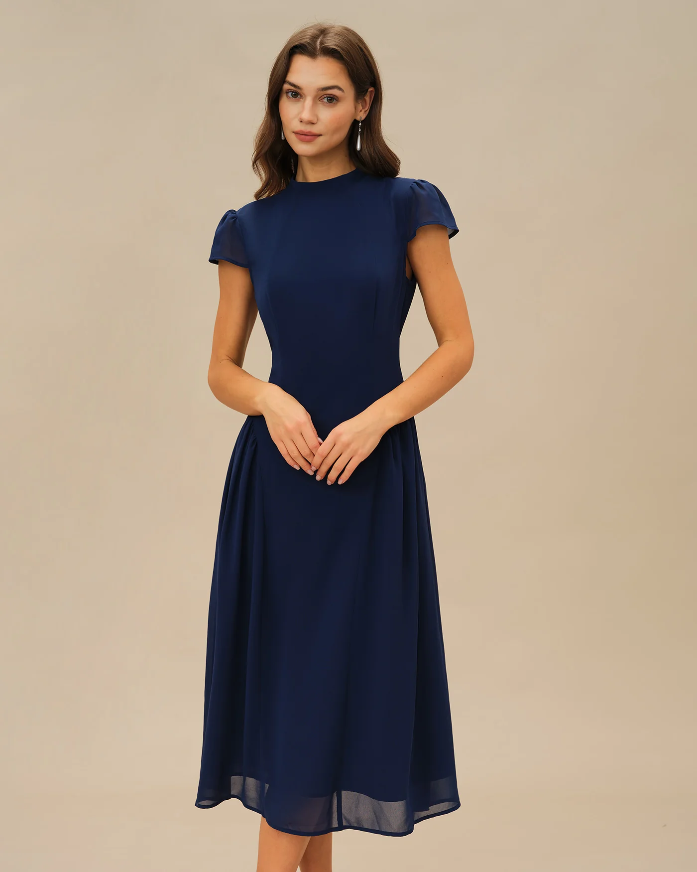 Blue Puffed Sleeve Midi Dress - Image 3