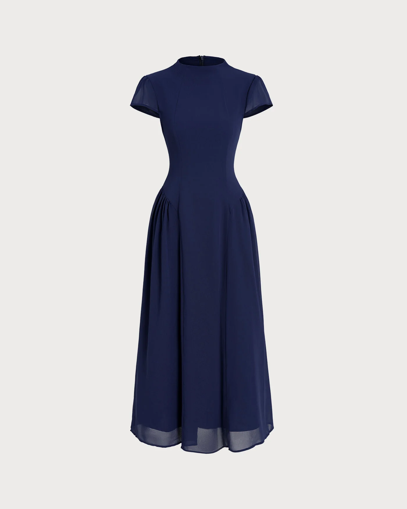 Blue Puffed Sleeve Midi Dress - Image 6