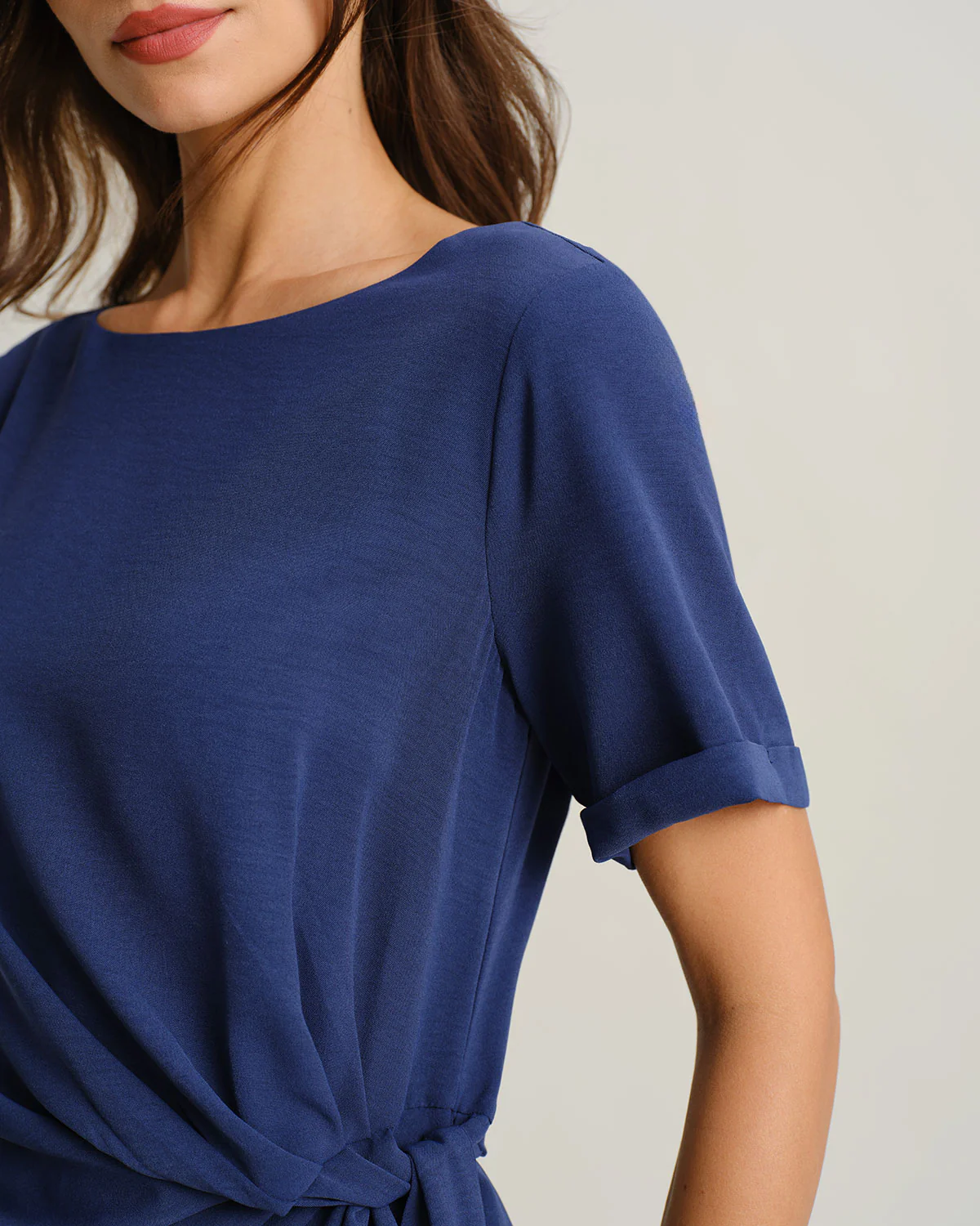 Blue Round Neck Short Sleeve Maxi Dress - Image 2
