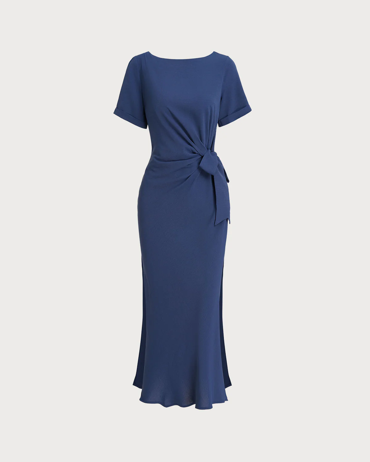 Blue Round Neck Short Sleeve Maxi Dress - Image 6