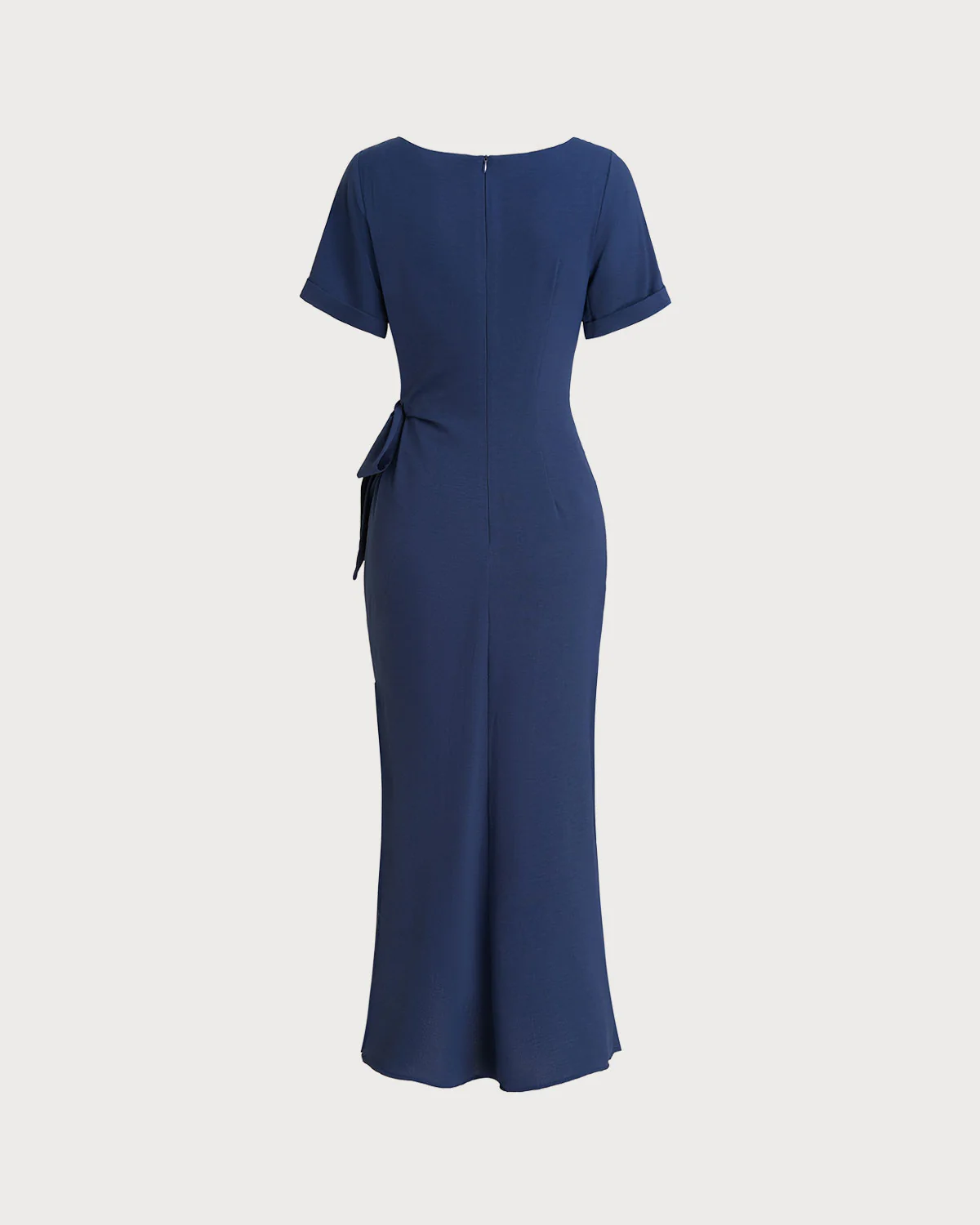 Blue Round Neck Short Sleeve Maxi Dress - Image 7