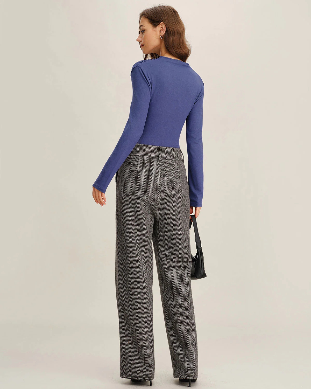 Blue Ruched Slim Knit Tee - Image 4