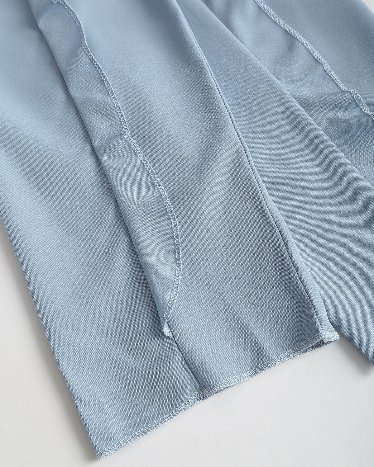 Blue Ruffle V Neck Button Blouse - Image 8