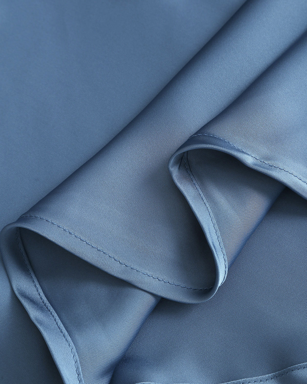 Blue Satin Boat Neck Slip Midi Dress - Image 8