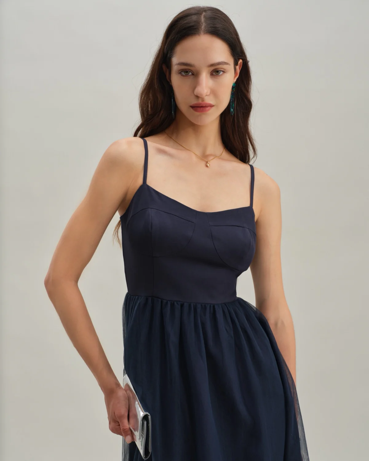 Blue Shirred Flowy Slip Maxi Dress - Image 2