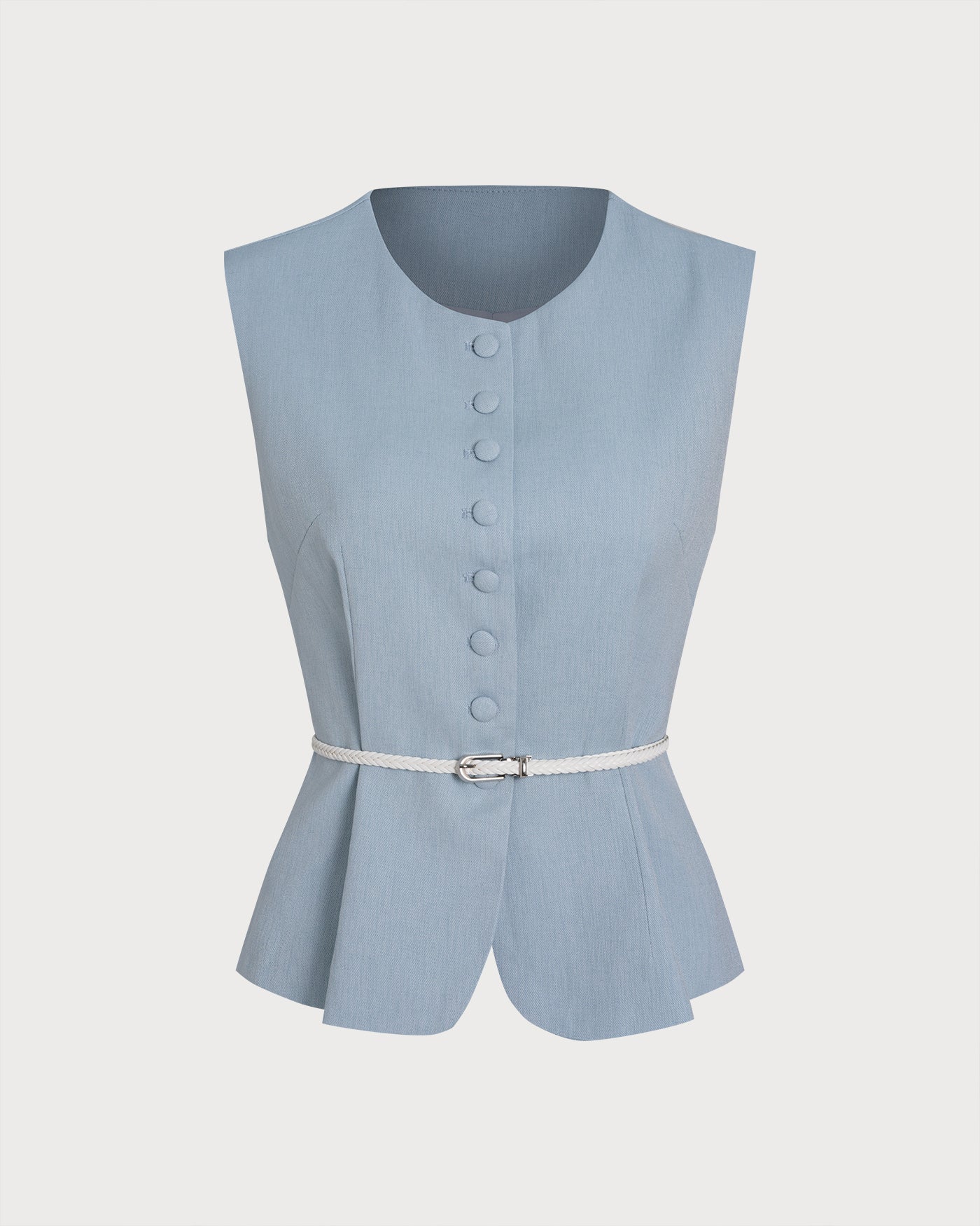 Blue Single Breasted Belt Vest - Image 4