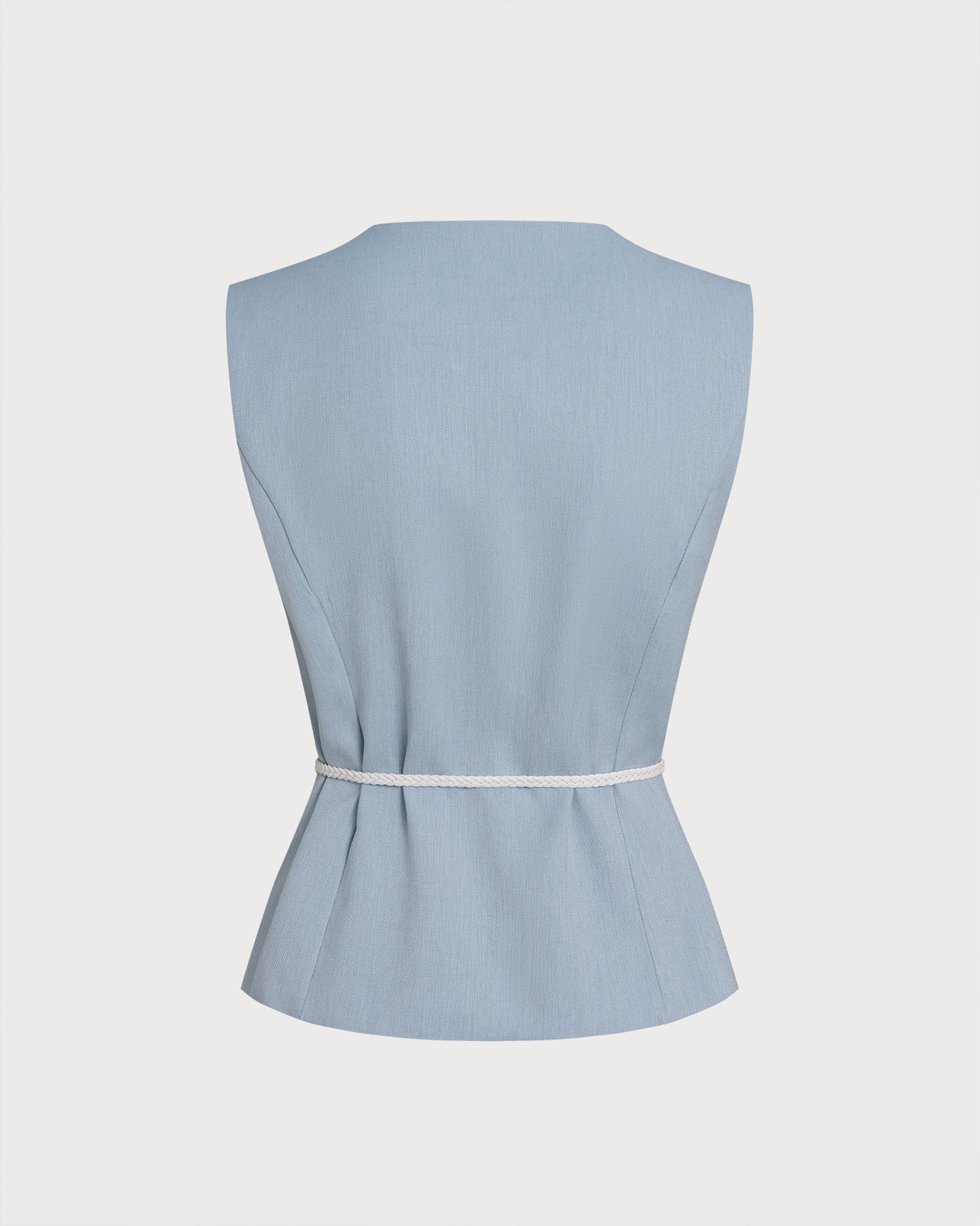 Blue Single Breasted Belt Vest - Image 5