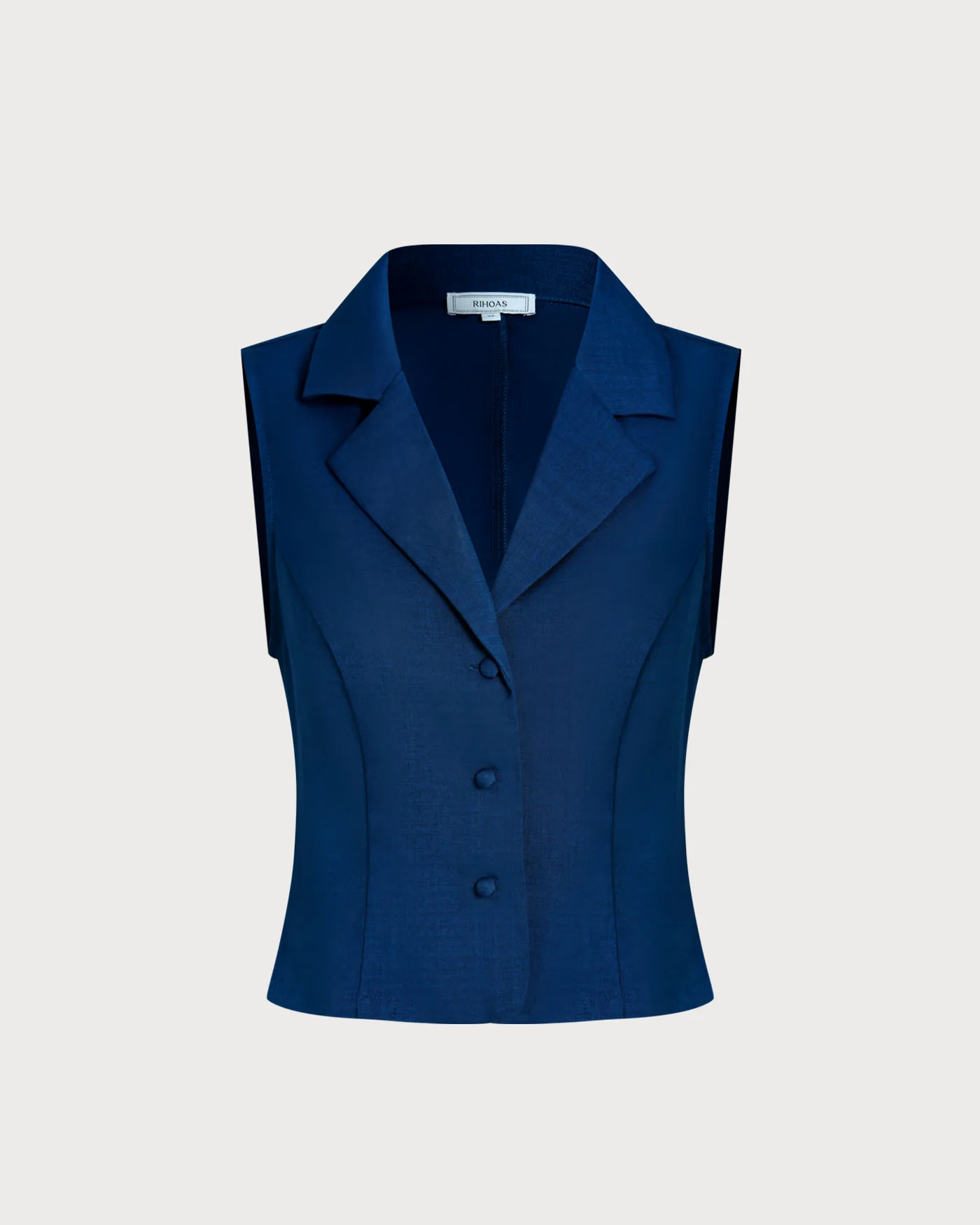 Blue Single Breasted Collar Vest - Image 7