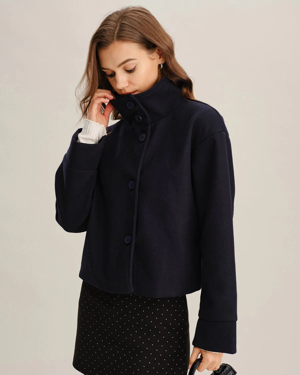 Blue Single Breasted Loose Jacket - Image 3