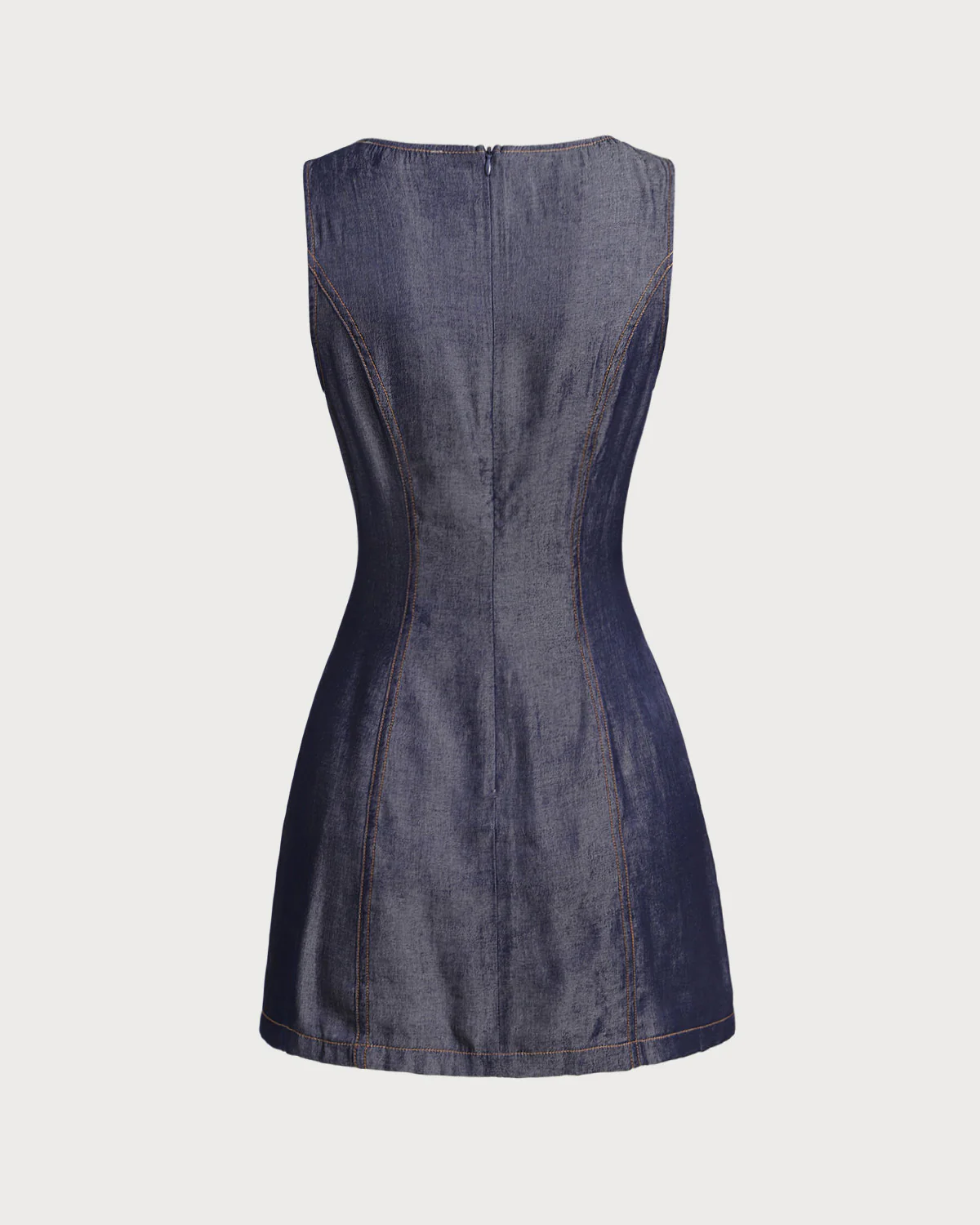 Blue Sleeveless Pocket Mini Dress - Image 7