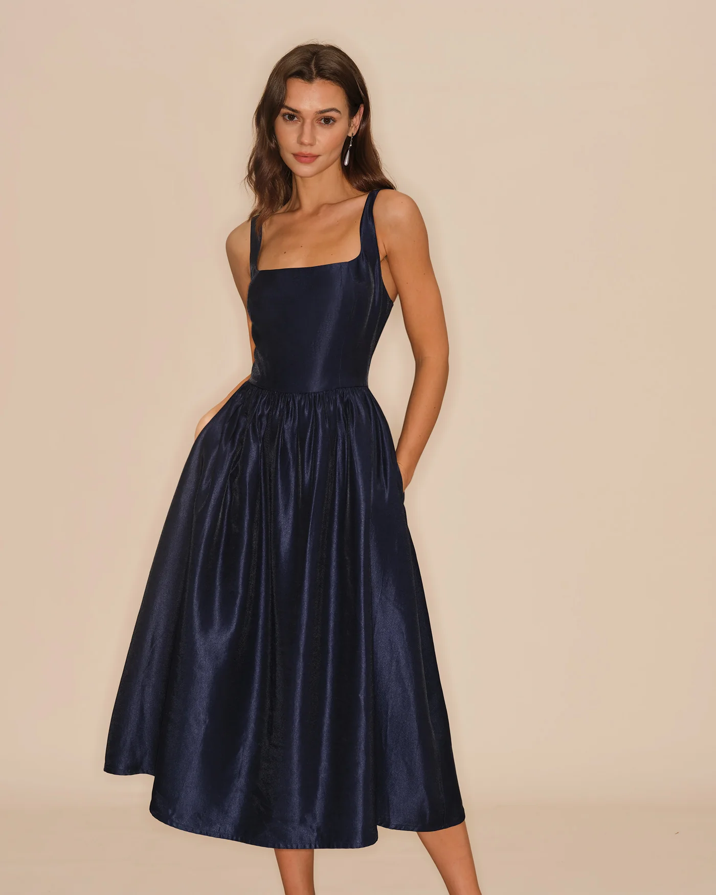 Blue Slip A-Line Midi Dress - Image 2