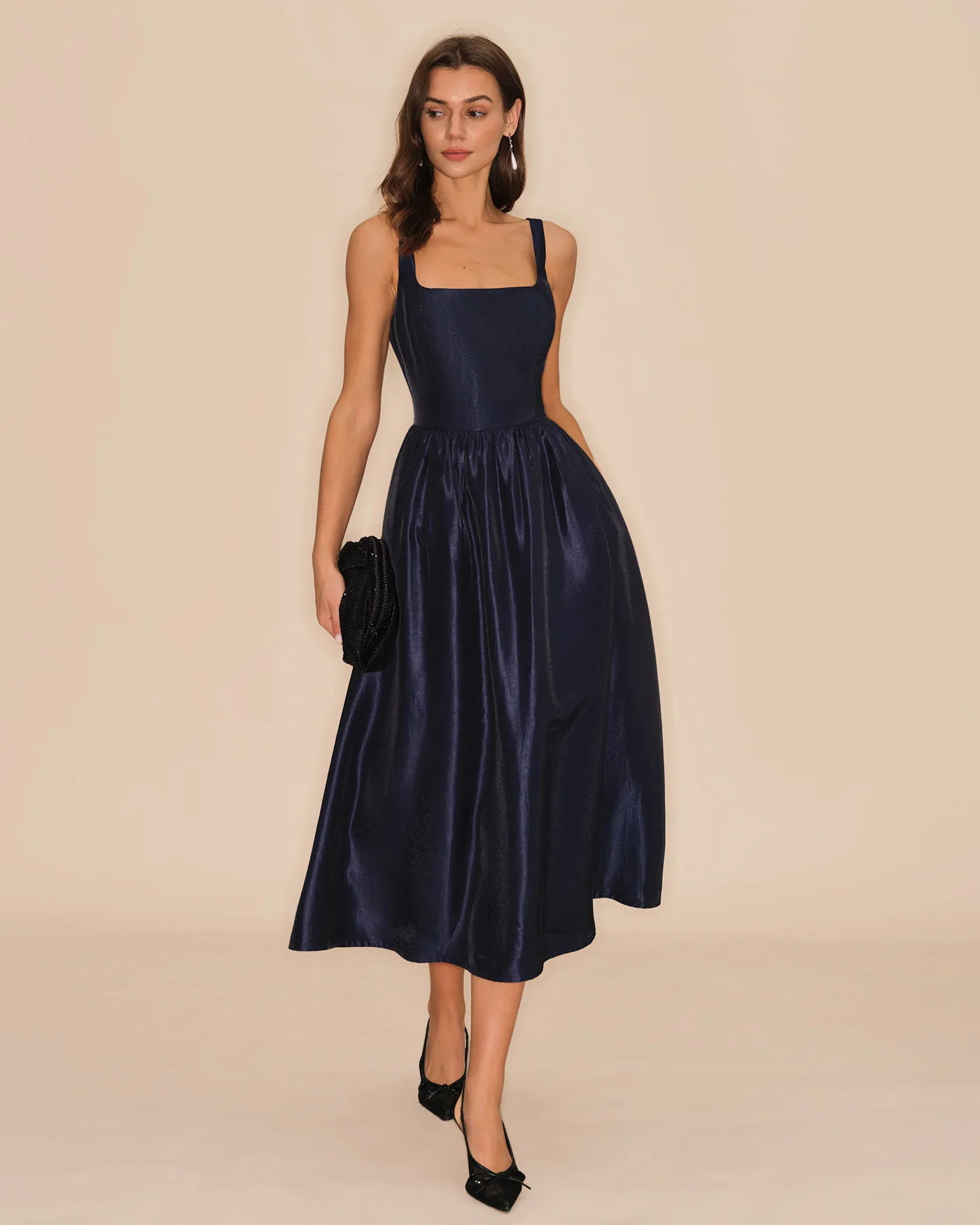 Blue Slip A-Line Midi Dress - Image 5