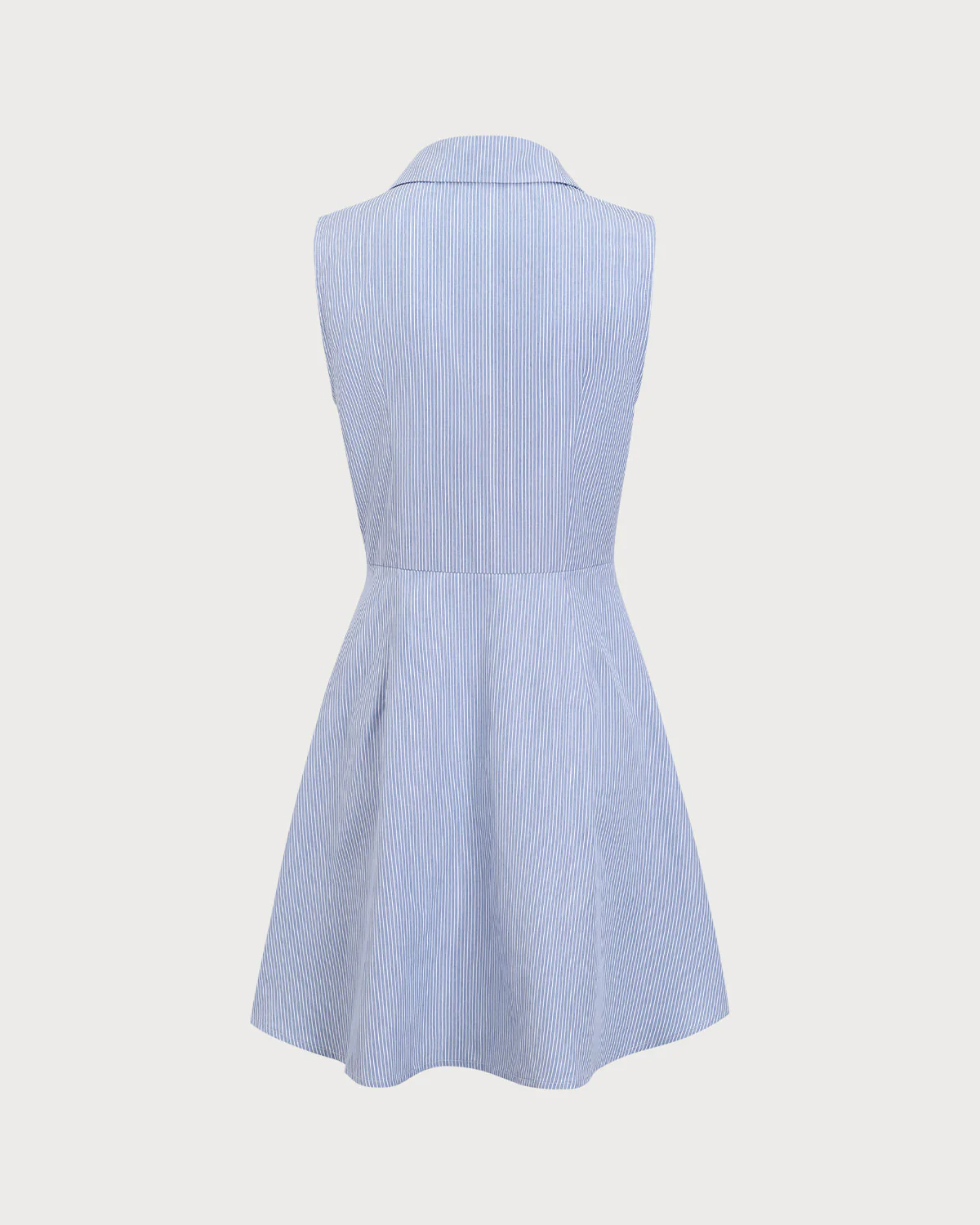 Blue Striped Button Mini Dress - Image 8