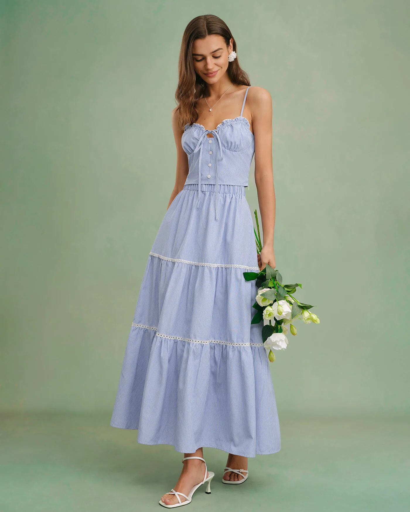 Blue Sweetheart Neck Cami Top - Image 10