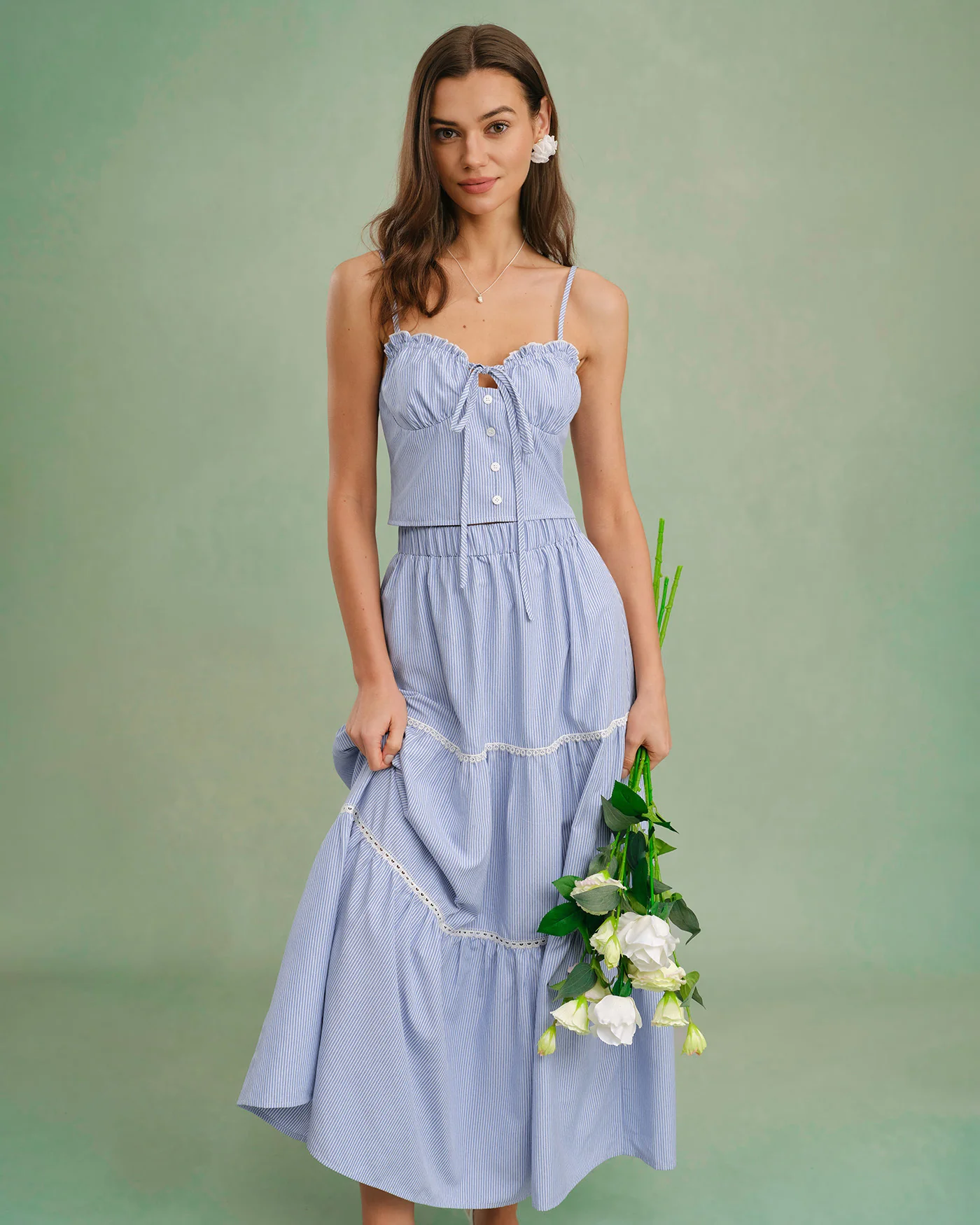 Blue Sweetheart Neck Cami Top - Image 9