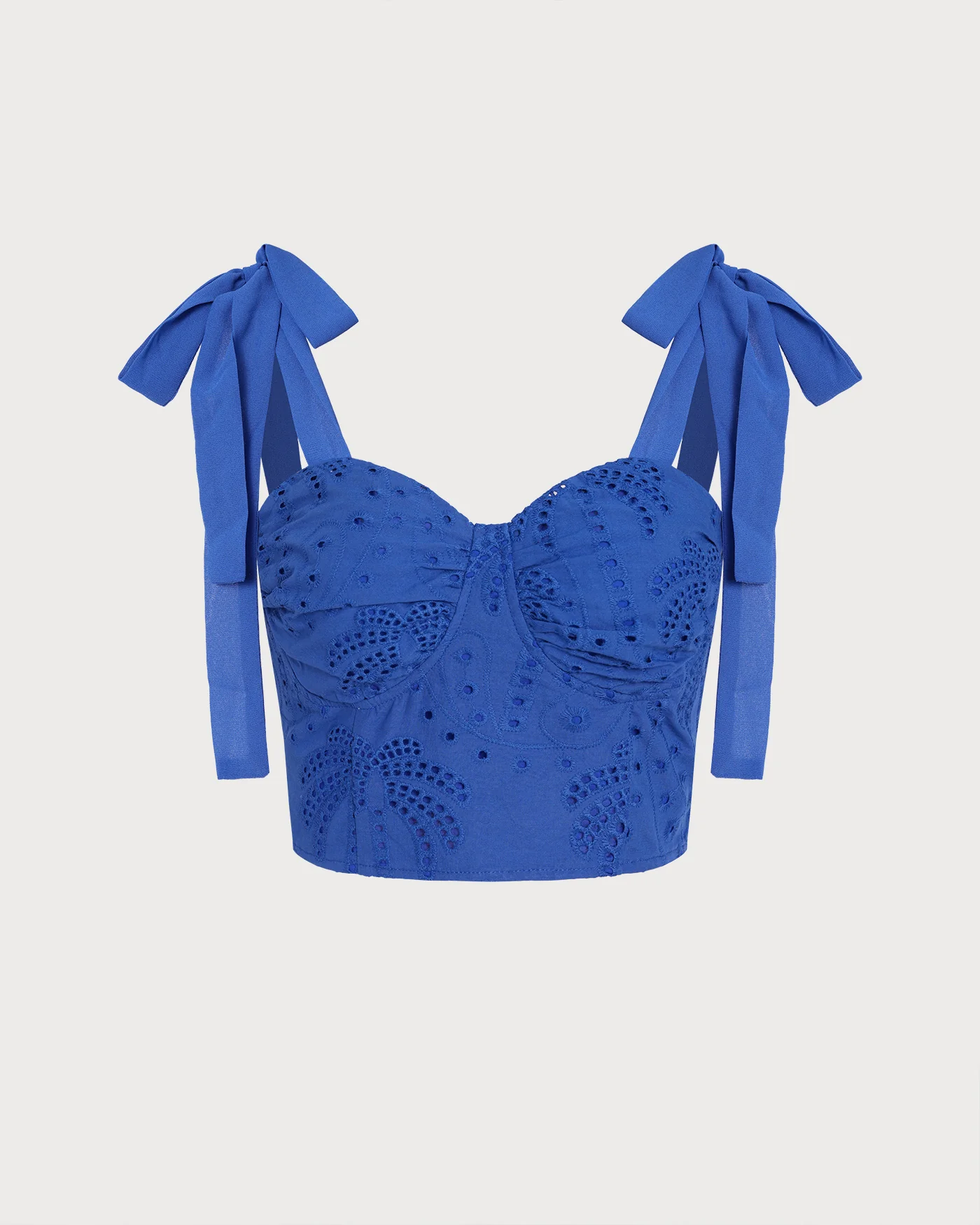 Blue Sweetheart Neck Embroidery Cami Top - Image 7