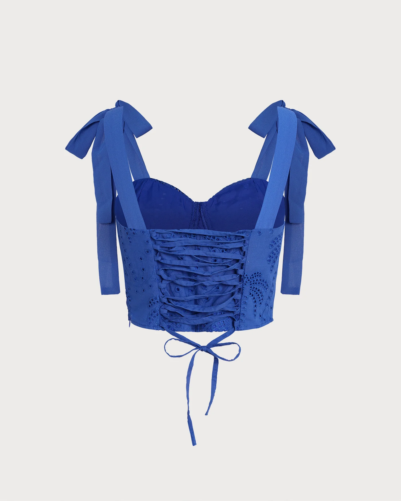 Blue Sweetheart Neck Embroidery Cami Top - Image 8