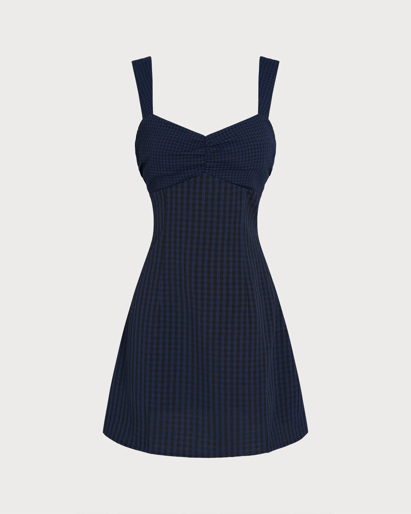 Blue Sweetheart Neck Plaid Mini Dress - Image 10