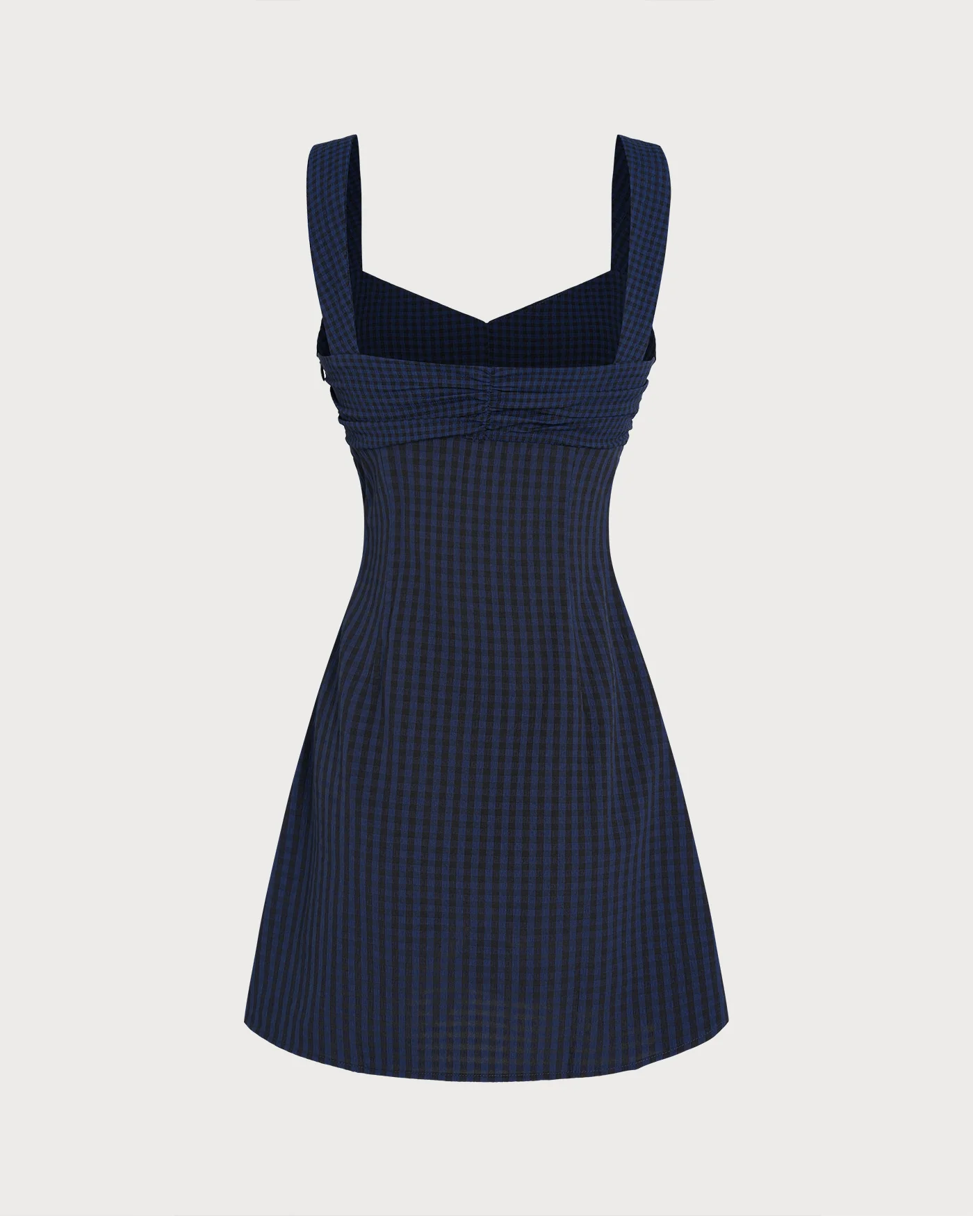 Blue Sweetheart Neck Plaid Mini Dress - Image 11