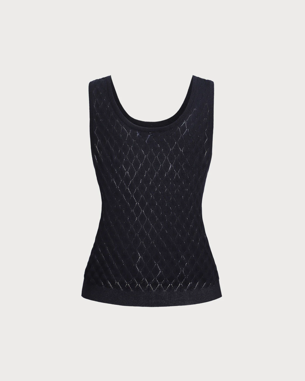 Blue Textured Crochet Tank Top - Image 8