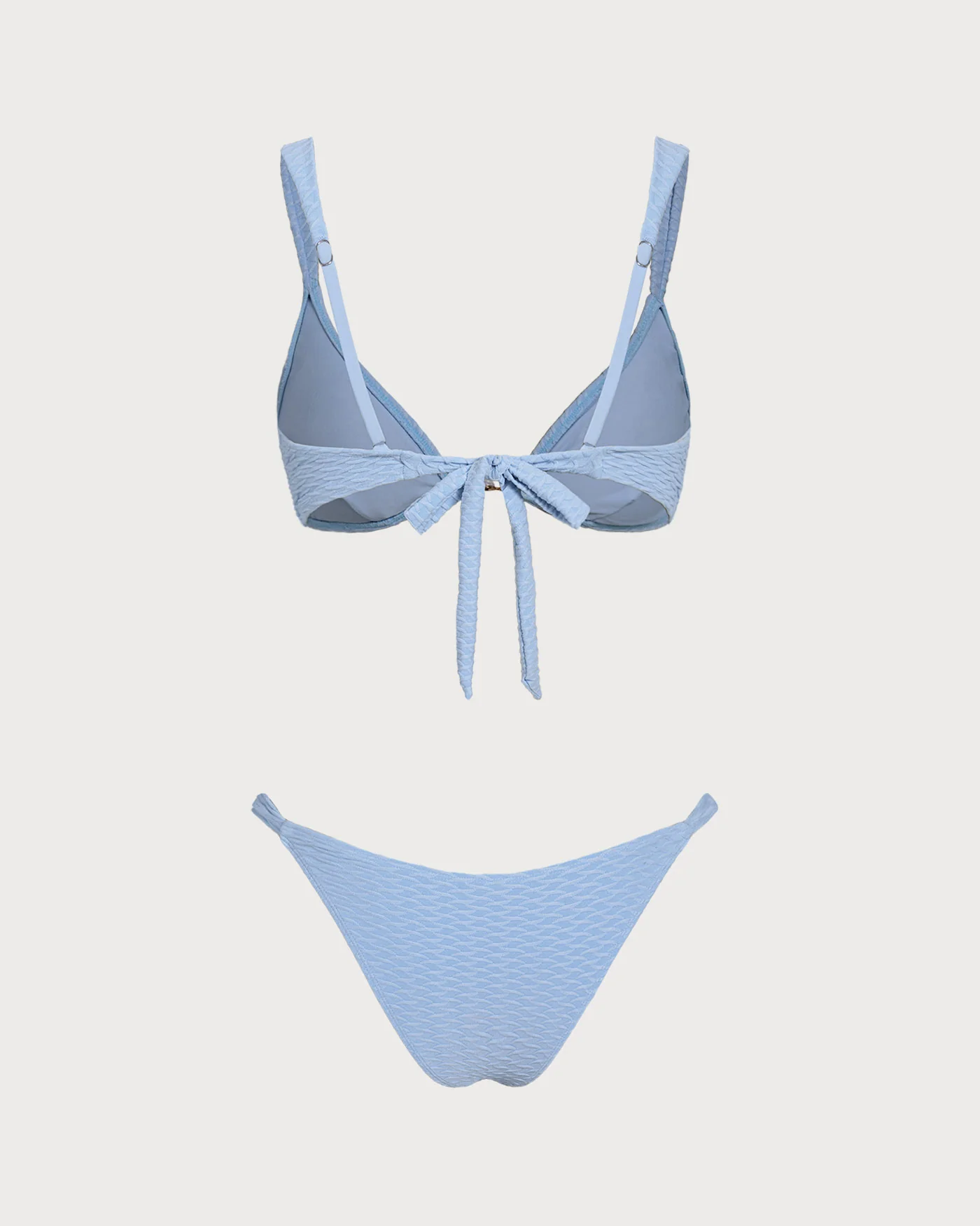 Blue Textured Triangle Bikini Set - Image 9