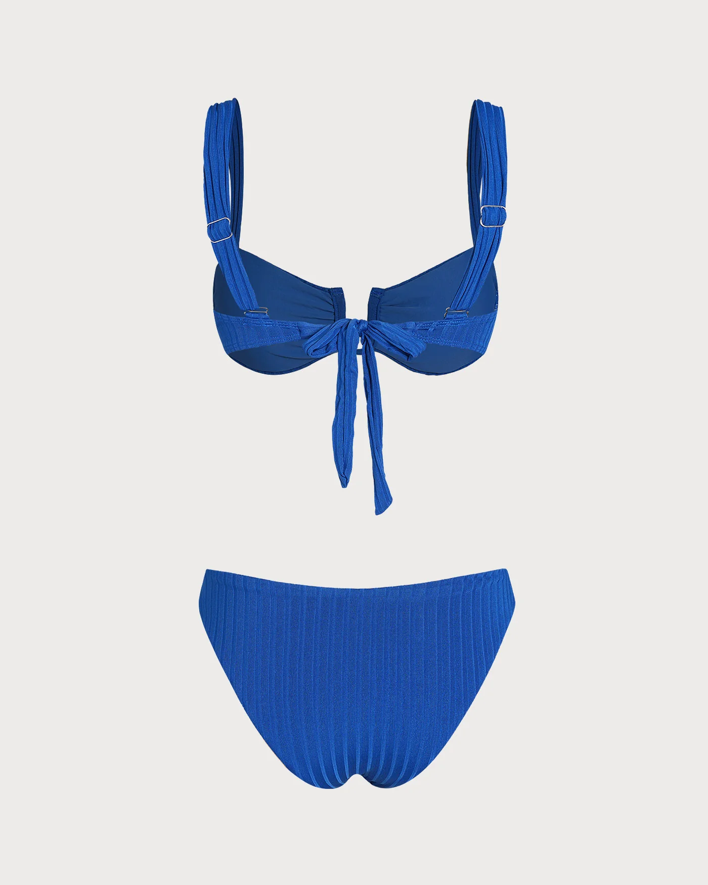 Blue Textured Triangle Bikini Set - Image 3