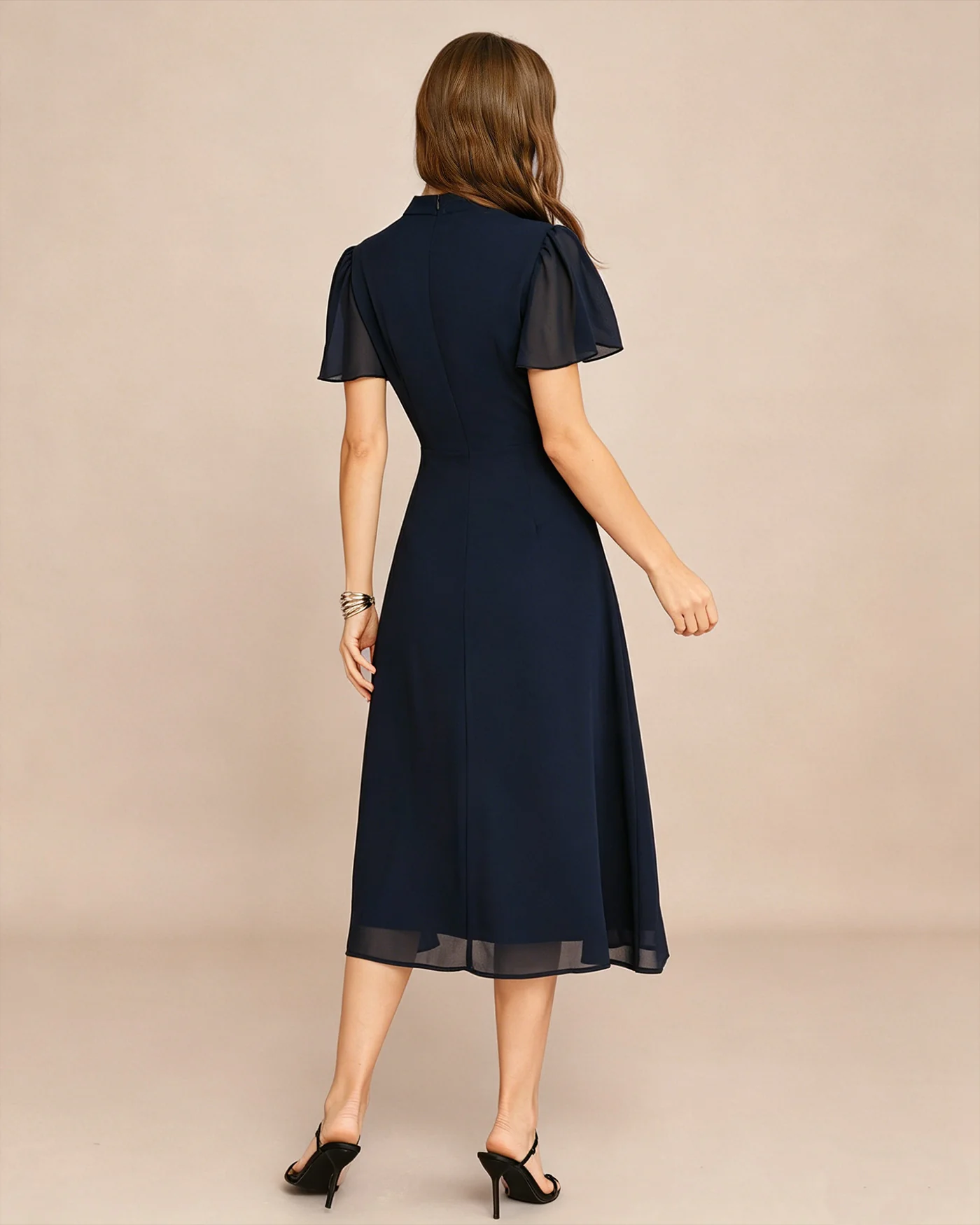 Blue Turtle Butterfly Sleeve Midi Dress - Image 6