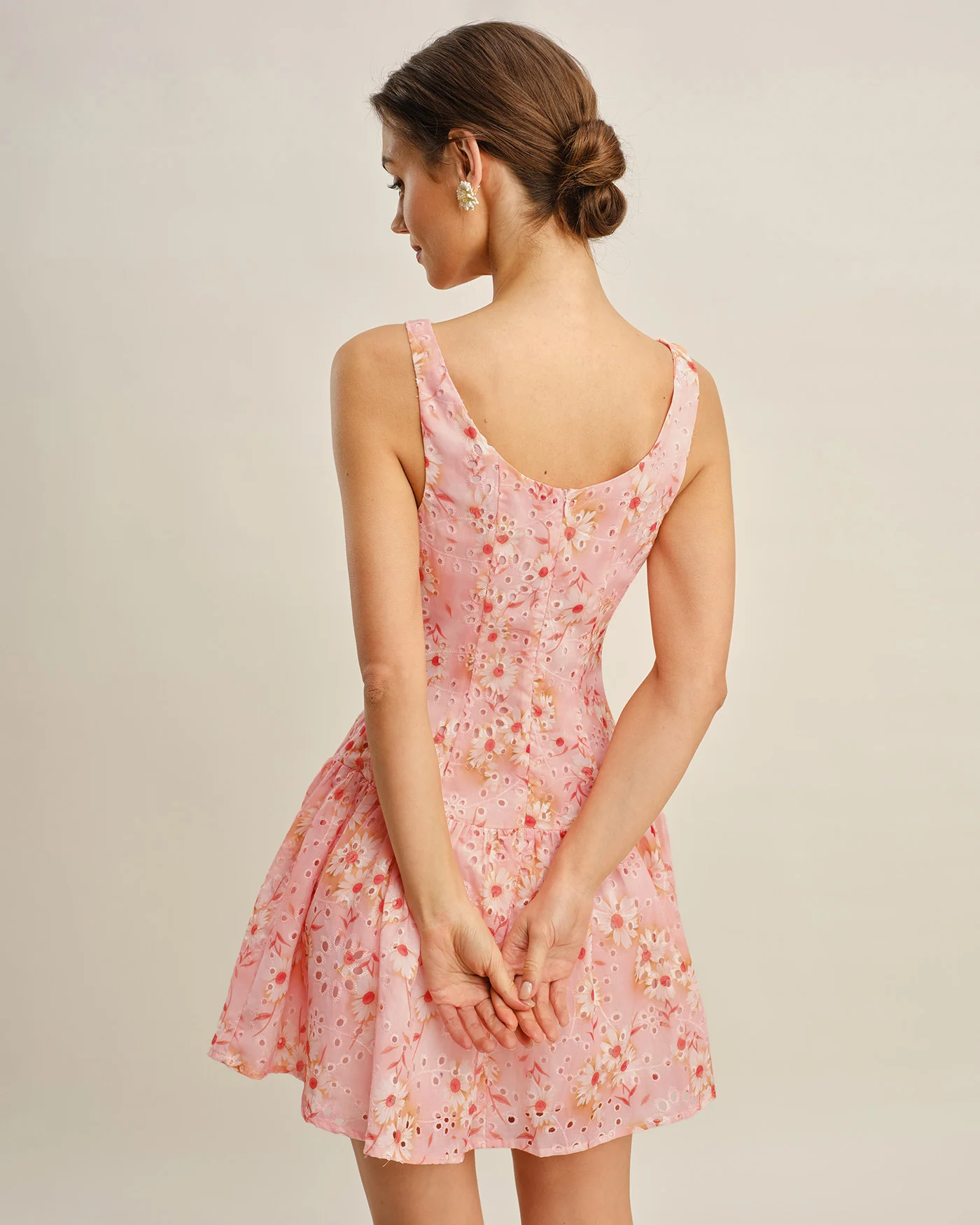 Boat Neck Floral Mini Dress - Image 7