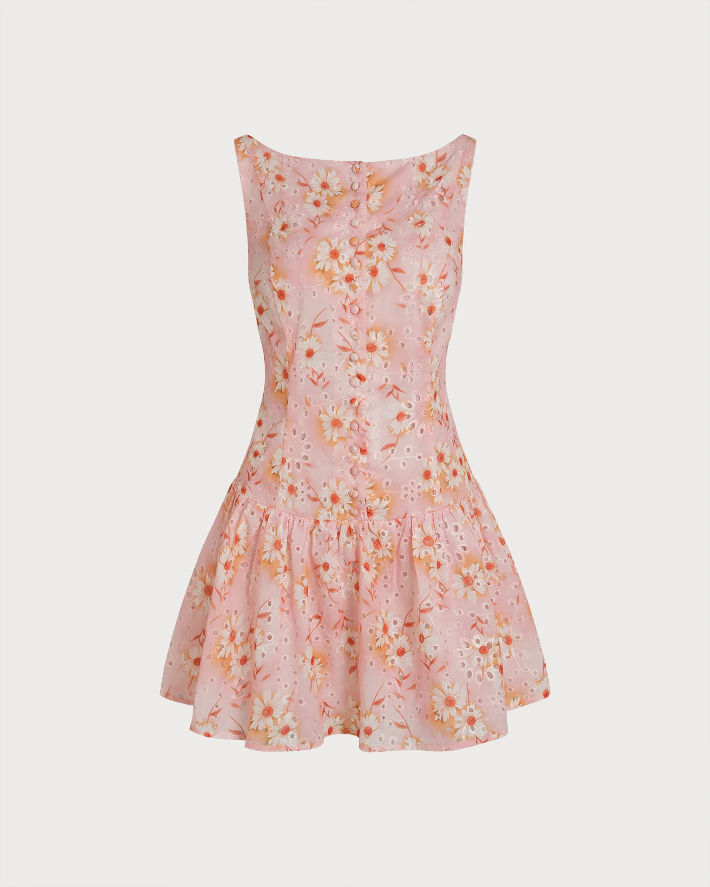 Boat Neck Floral Mini Dress - Image 9