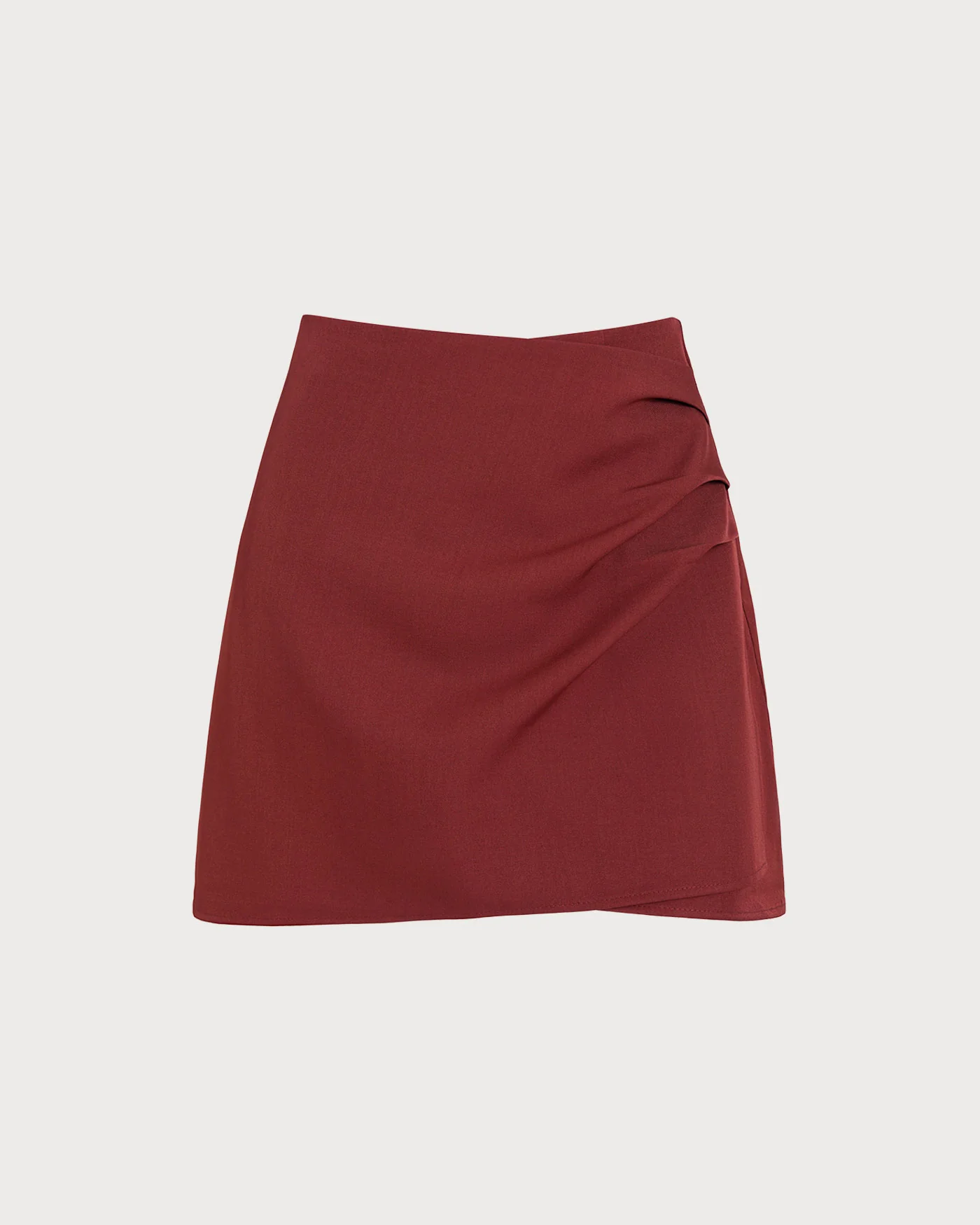 Brick Red Ruched A-Line Mini Skirt - Image 6