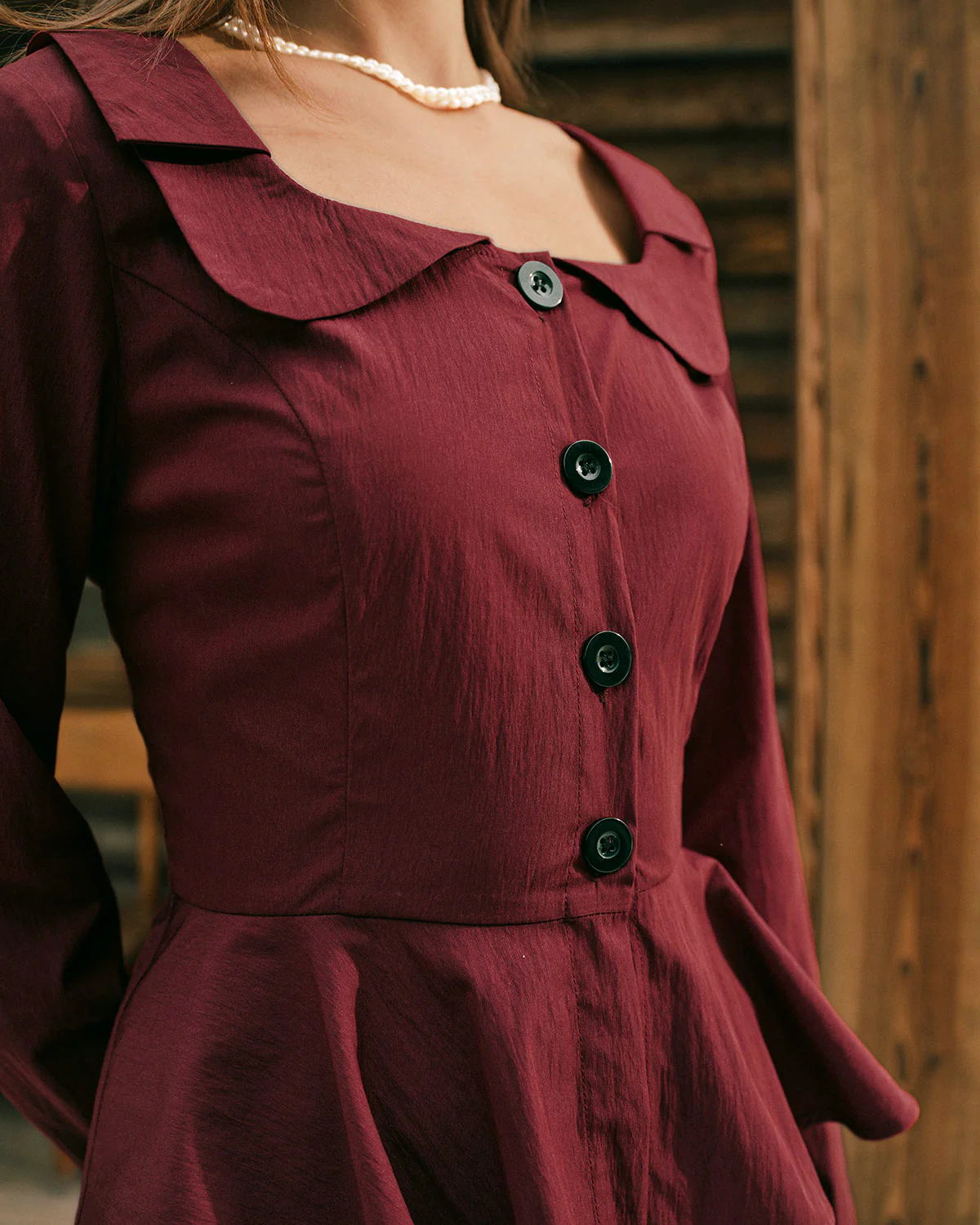 Brick Red Square Neck Viscose Blouse - Image 3