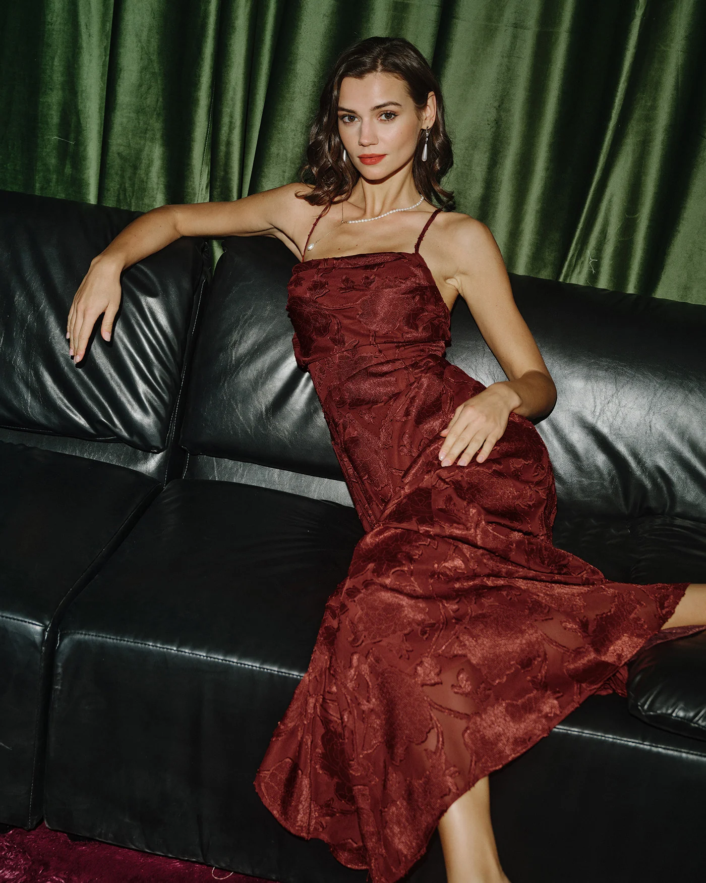 Brick Red X Cross Floral Maxi Dress - Image 3