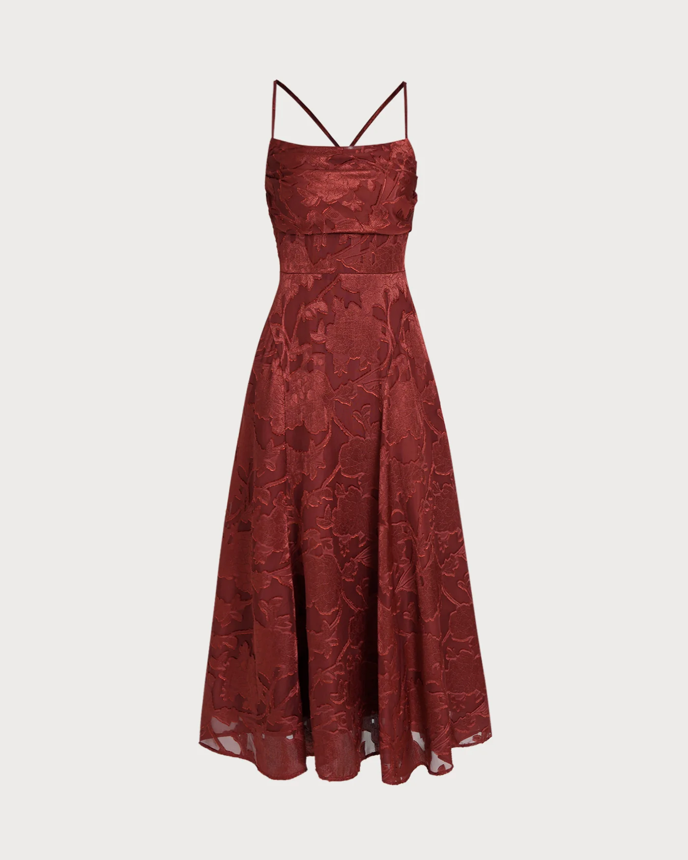 Brick Red X Cross Floral Maxi Dress - Image 7