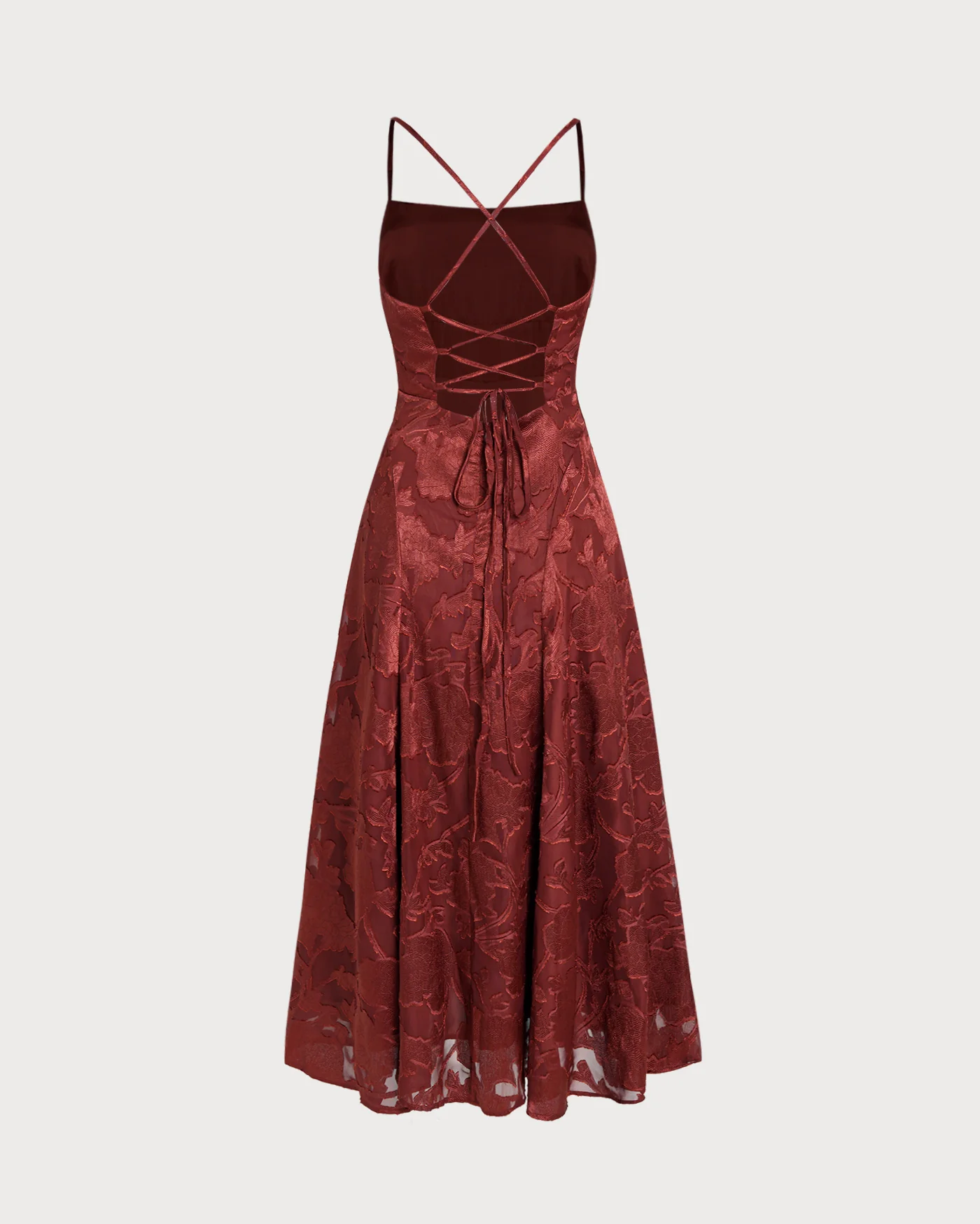 Brick Red X Cross Floral Maxi Dress - Image 8