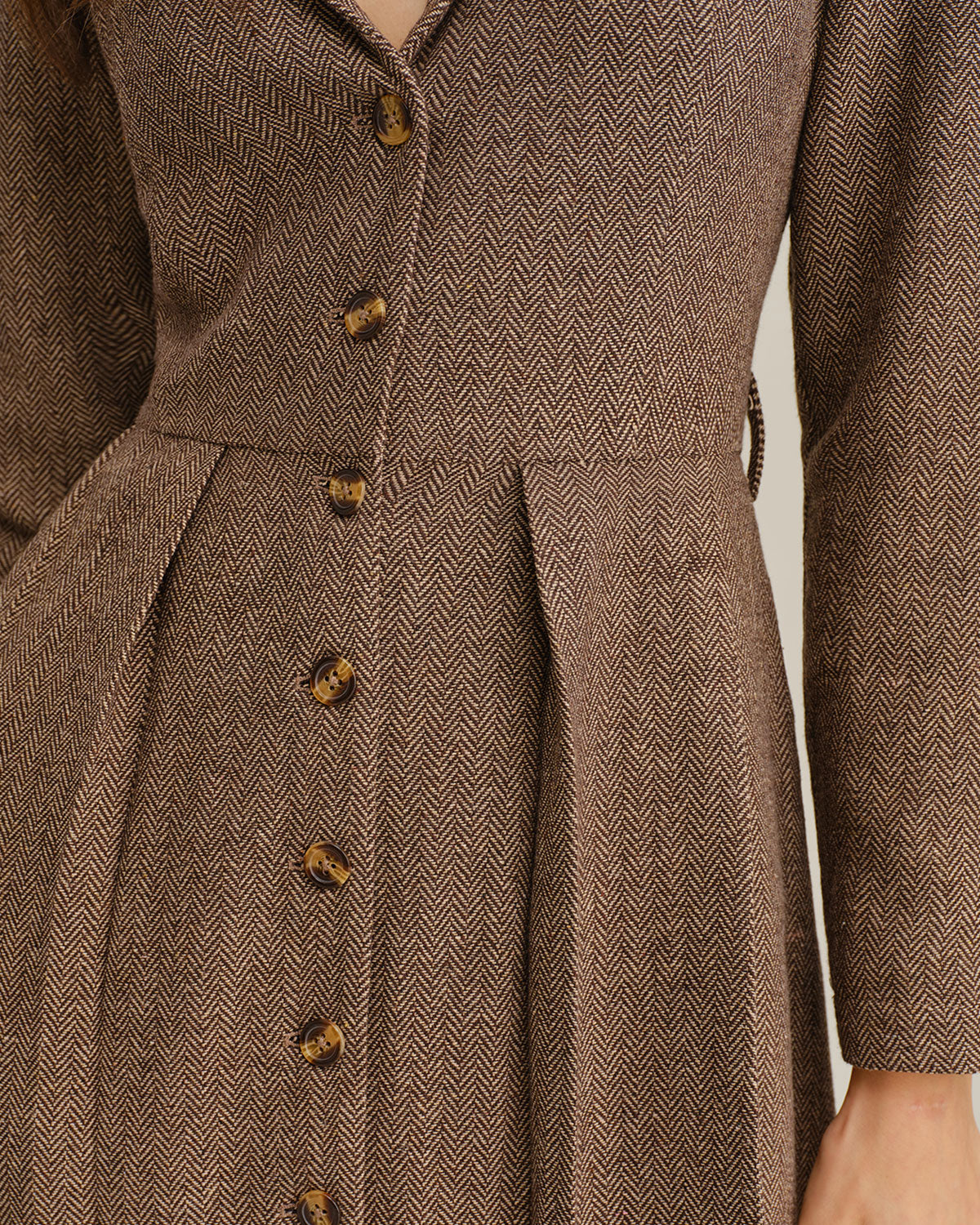 Brown A-Line Pleated Midi Dress - Image 2