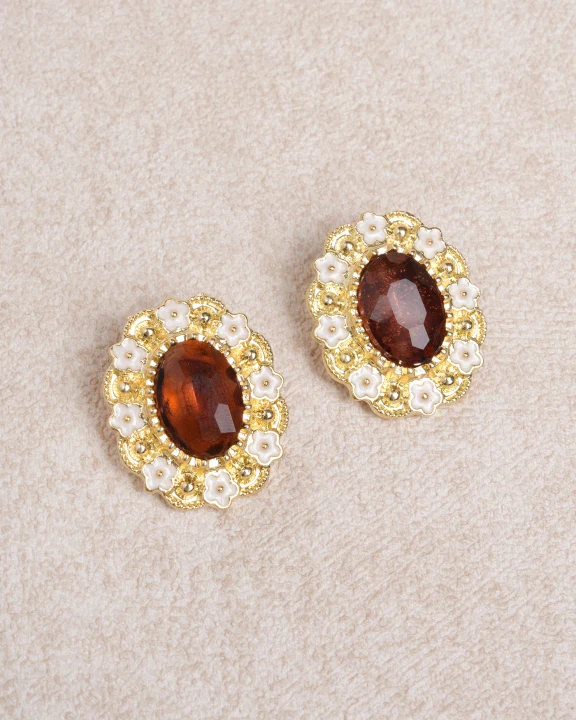 Brown Alloy Earrings